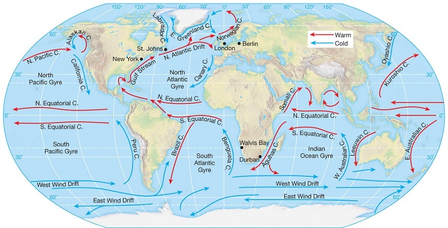 gyres ocean currents world map
