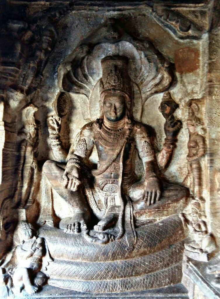Lord Vishnu sitting on Sheshanaga