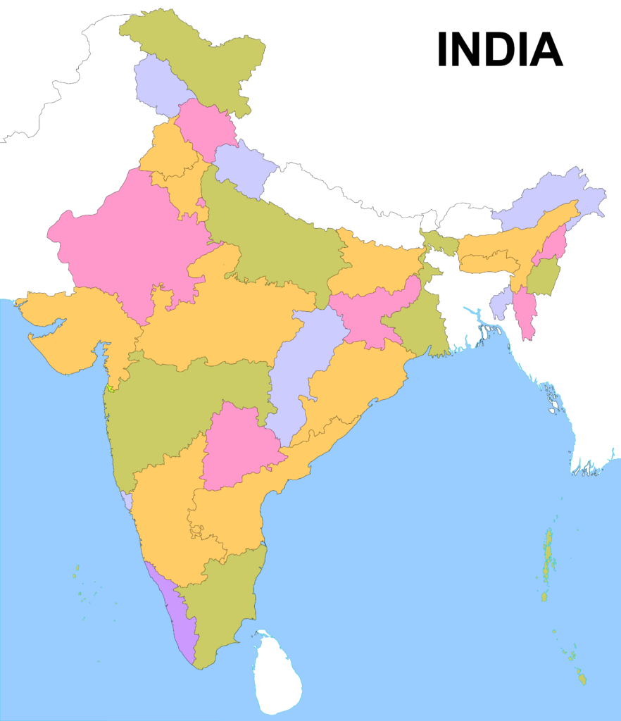 India Outline Map – Colourful
