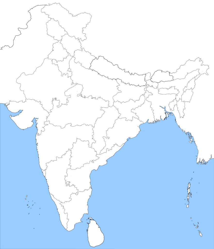 India Outline Map with State Boundaries