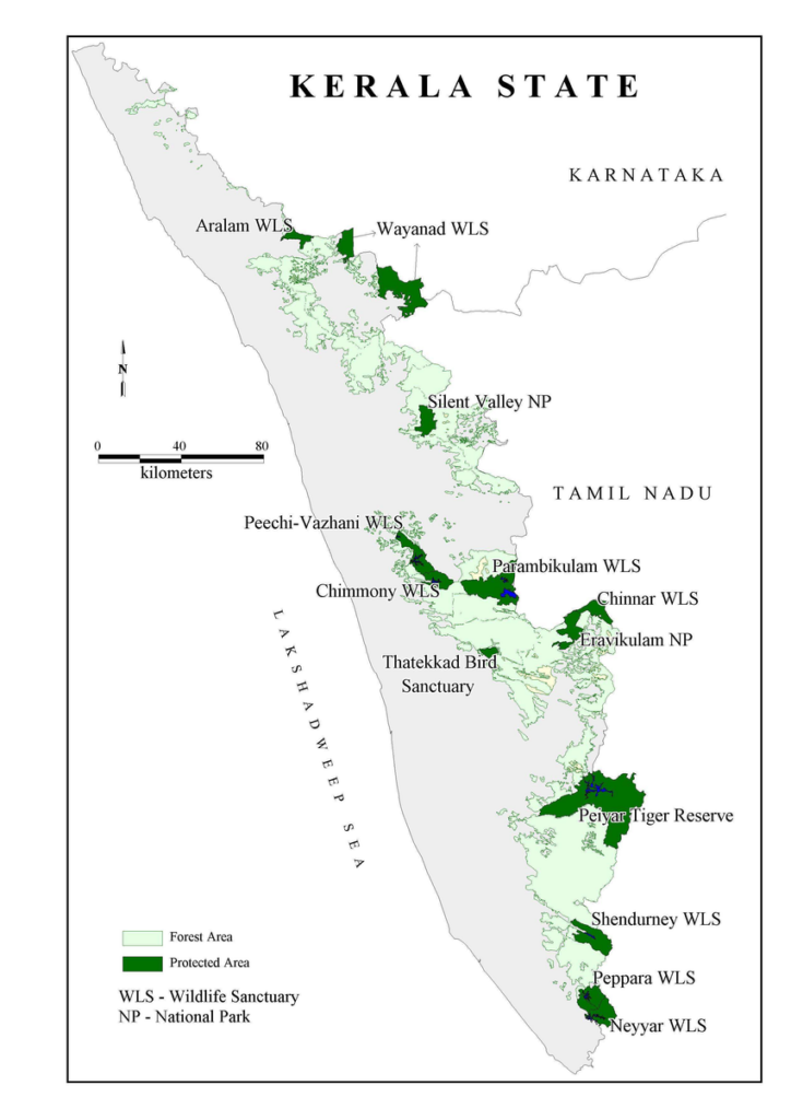 Kerala State Wildlife Map