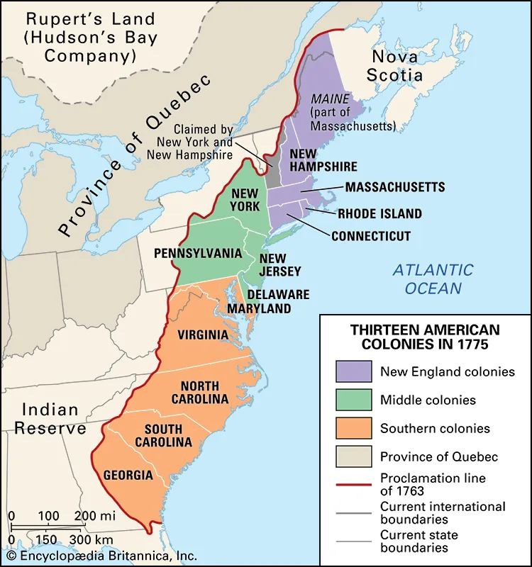 13 British colonies in North America
