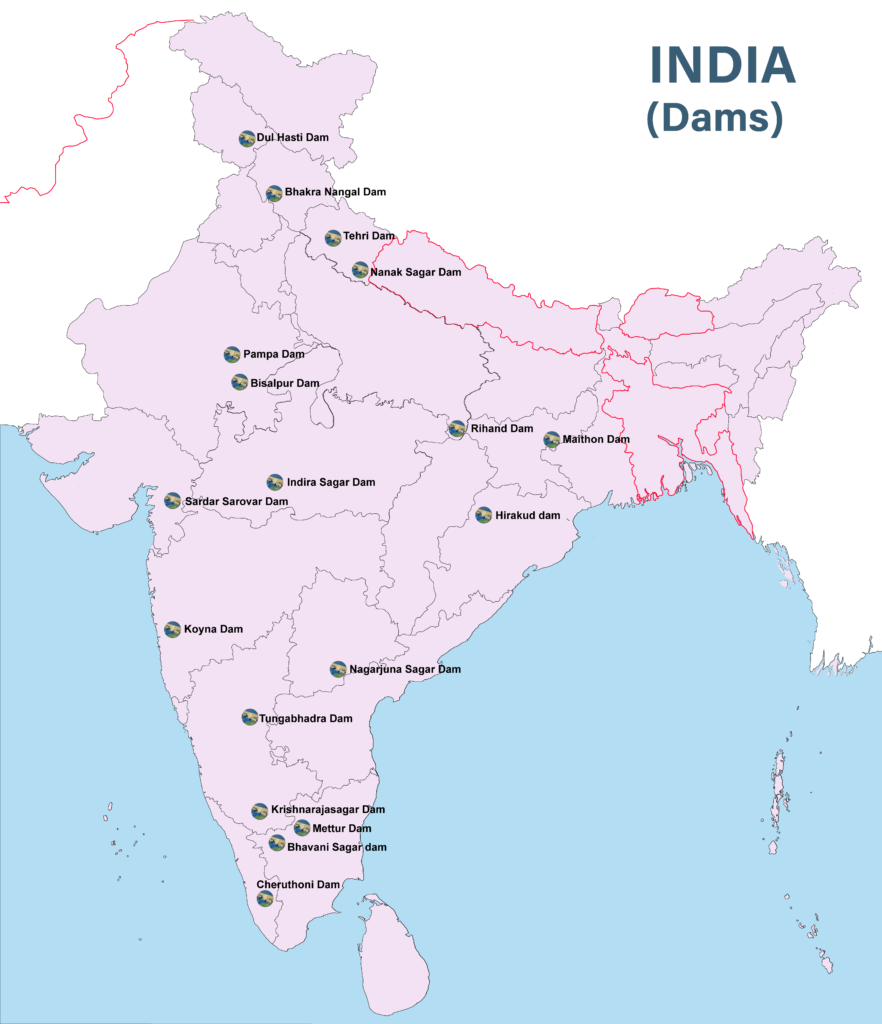 Dams In India Map