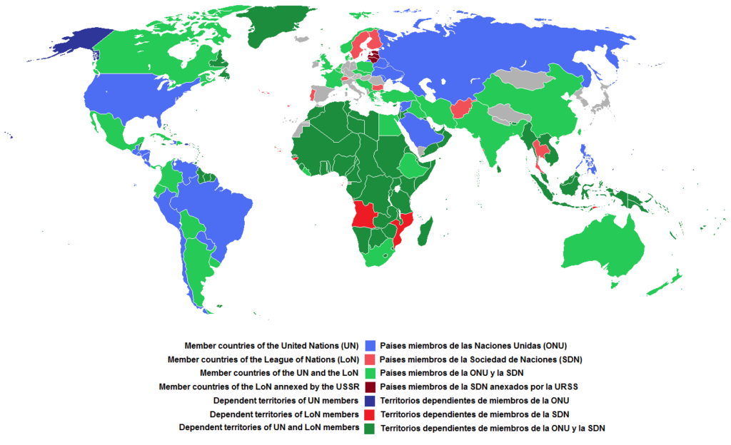Membership in the UN and the League of Nations on April 18, 1946, when the League of Nations ceased to exist.