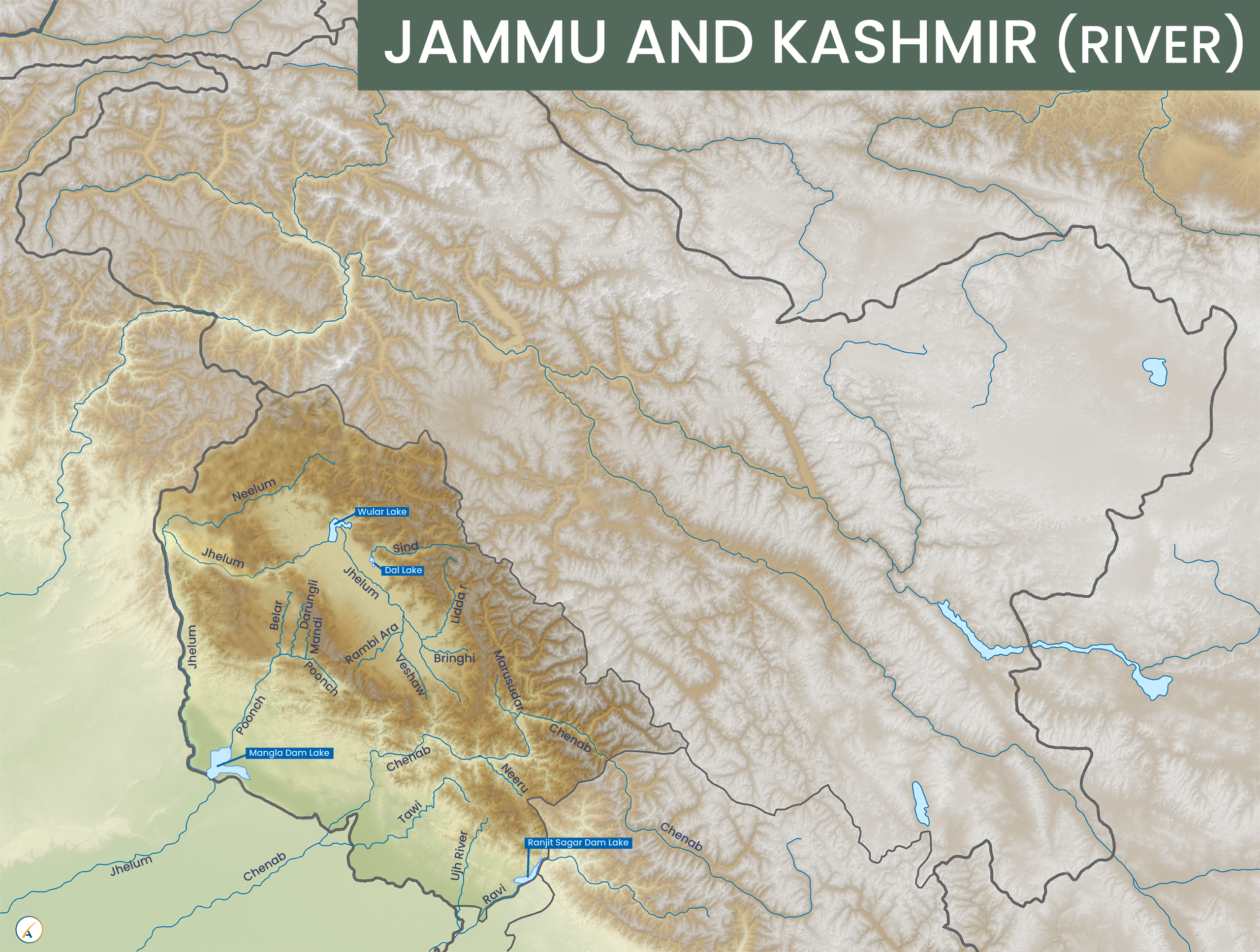 Jammu and Kashmir River Map