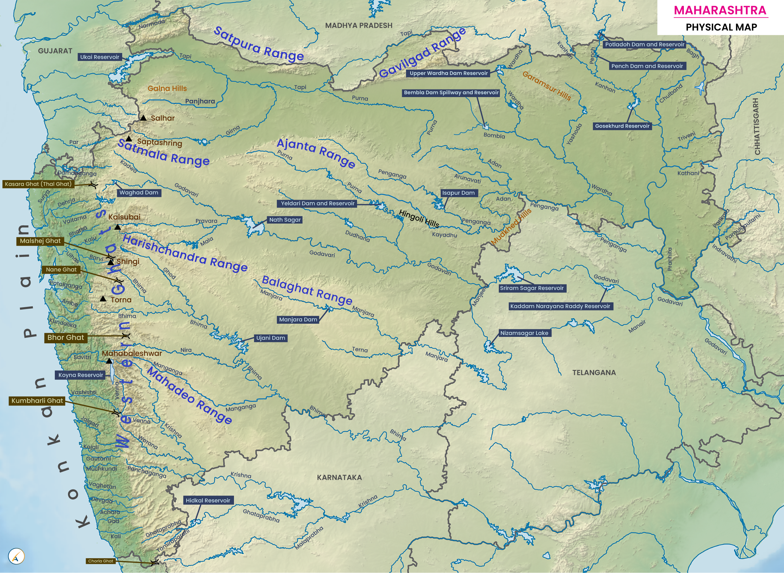 Maharashtra Physical Map