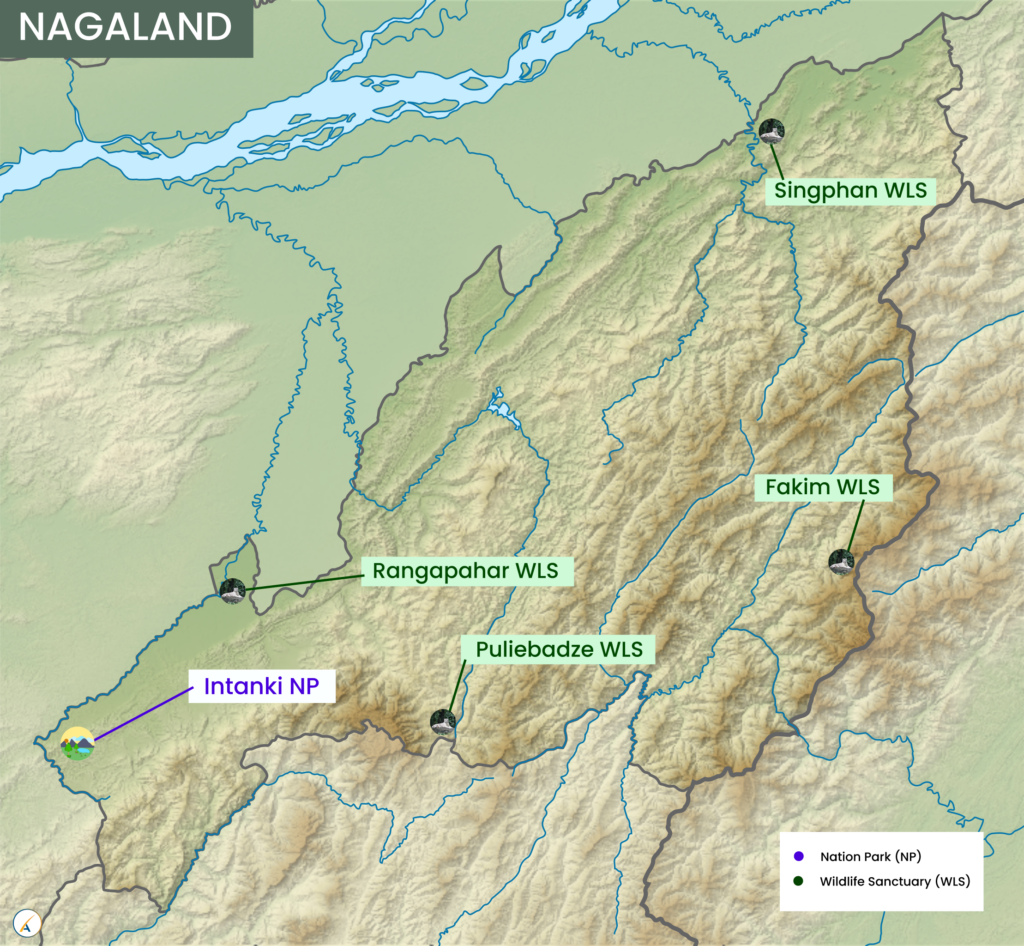 Nagaland National Parks and Wildlife Sanctuaries Map