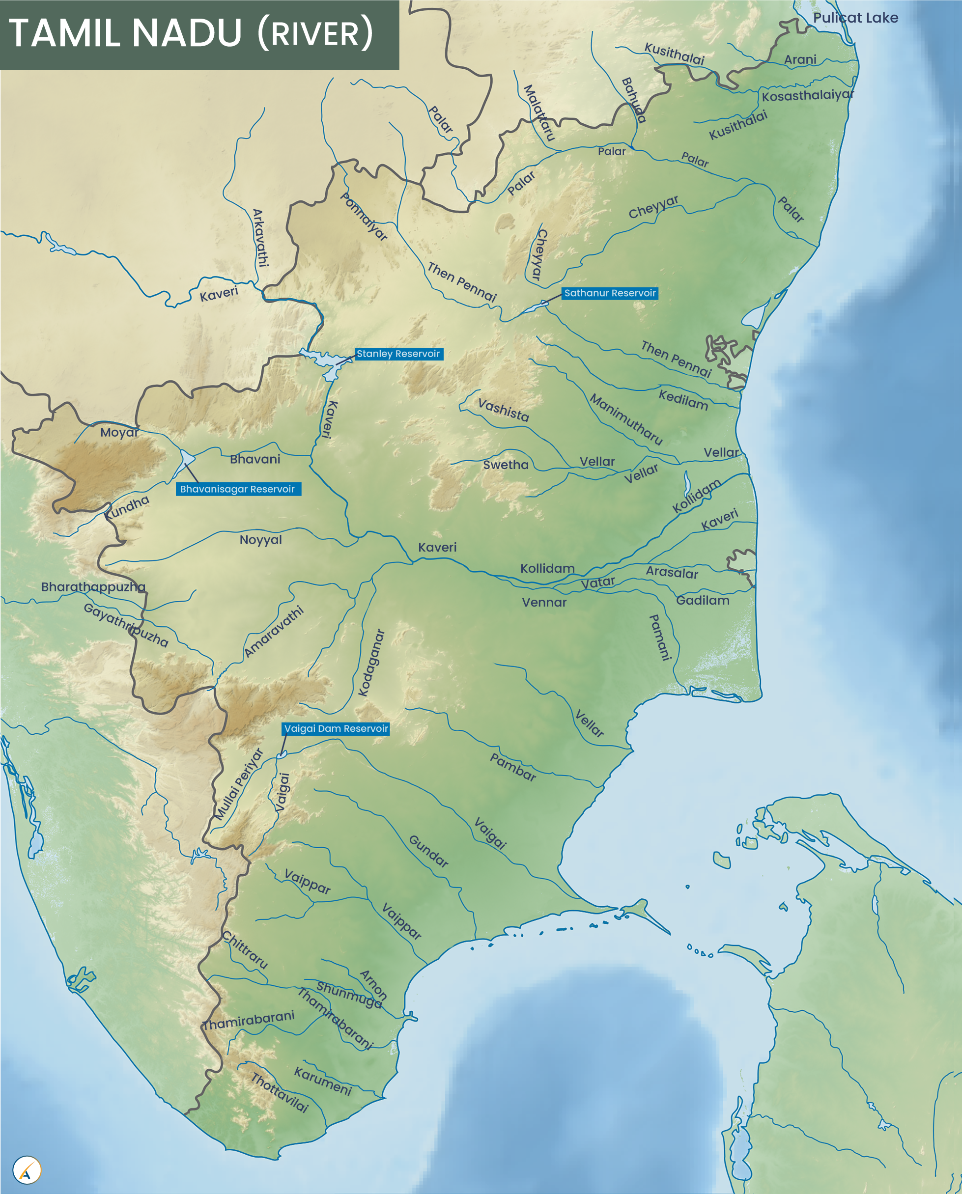 Tamil Nadu River Map