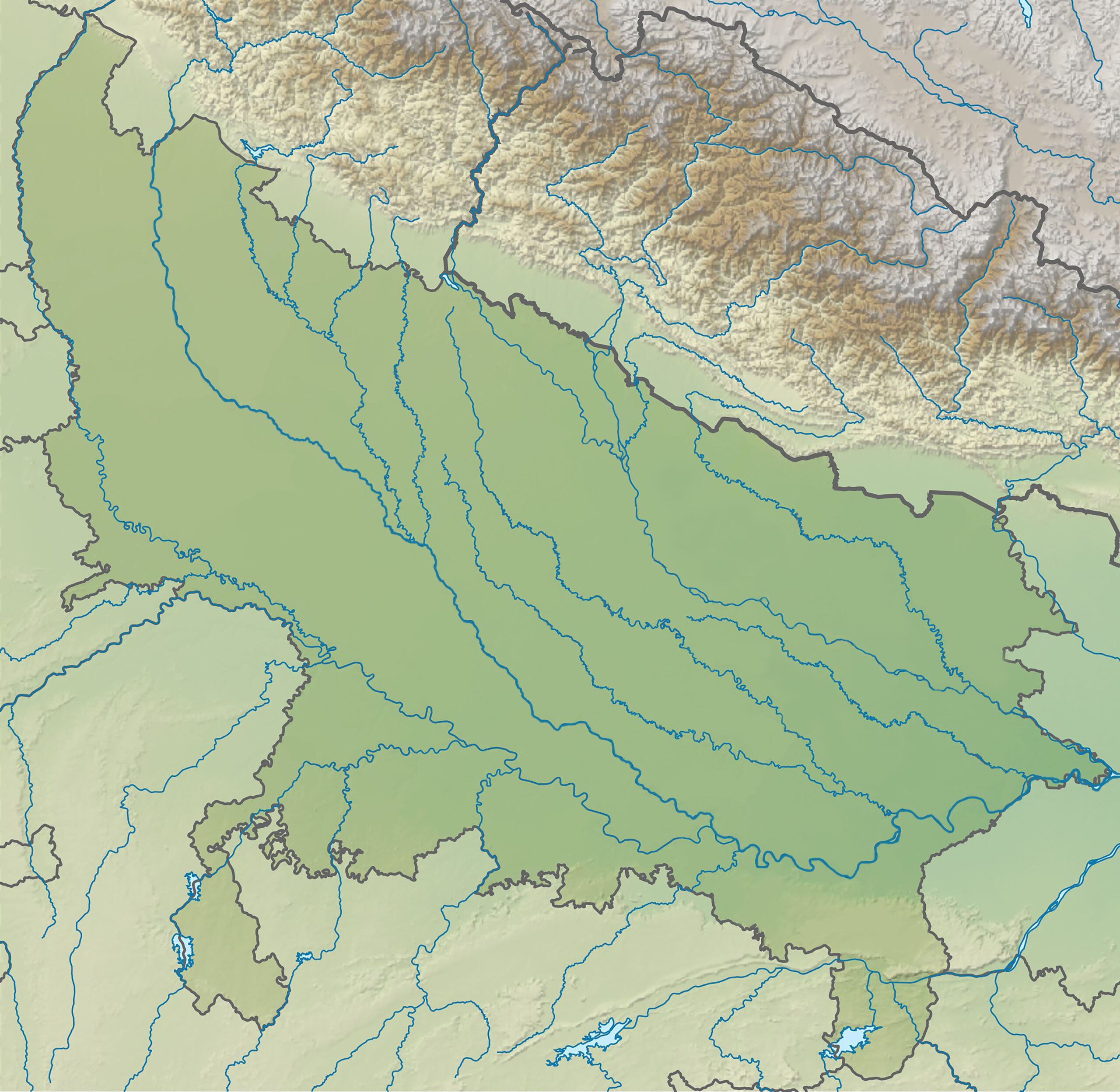 Uttar Pradesh Rivers Blank Map