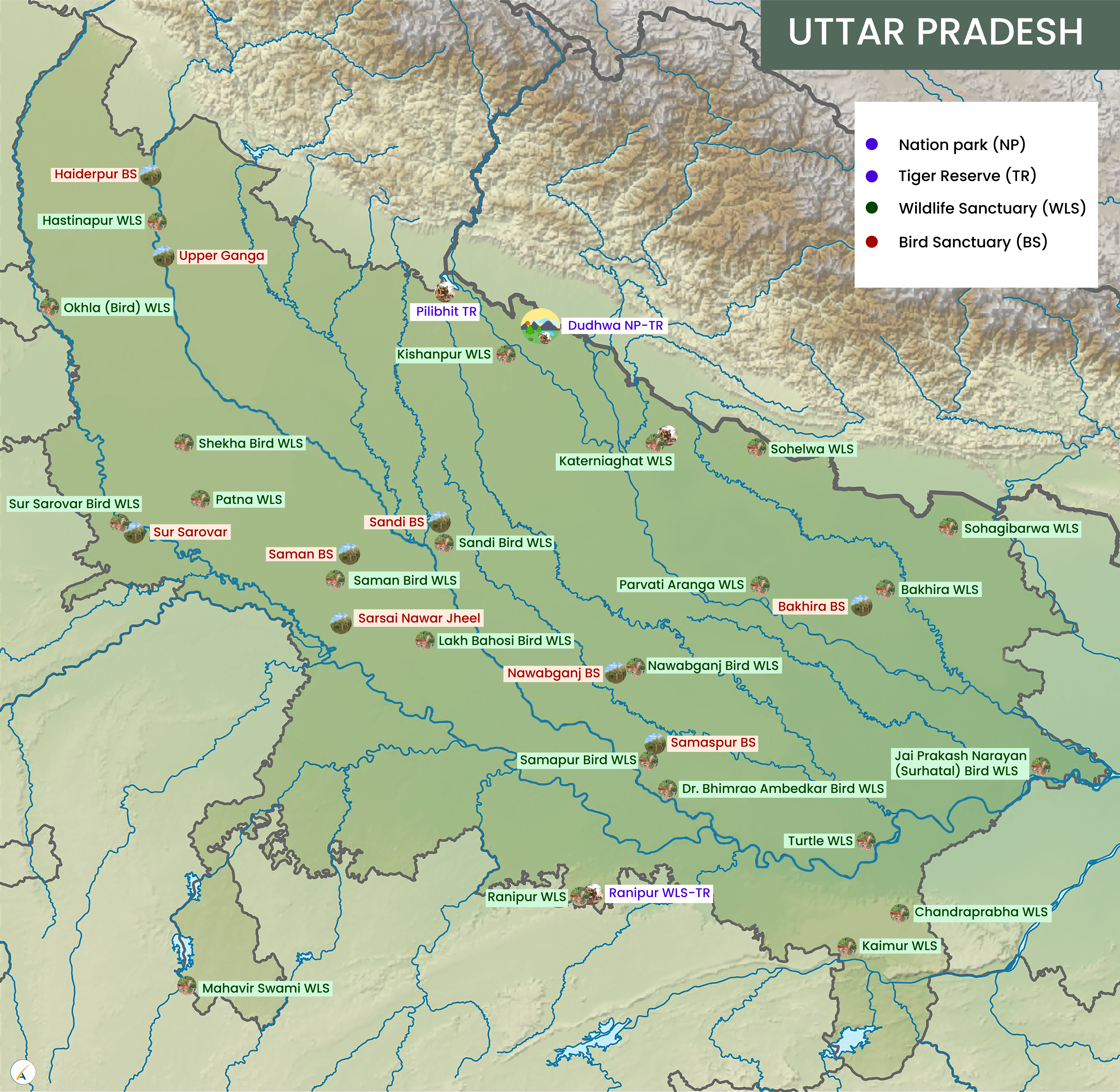 Uttar Pradesh National Parks, Tiger Reserves, Wildlife Sanctuaries