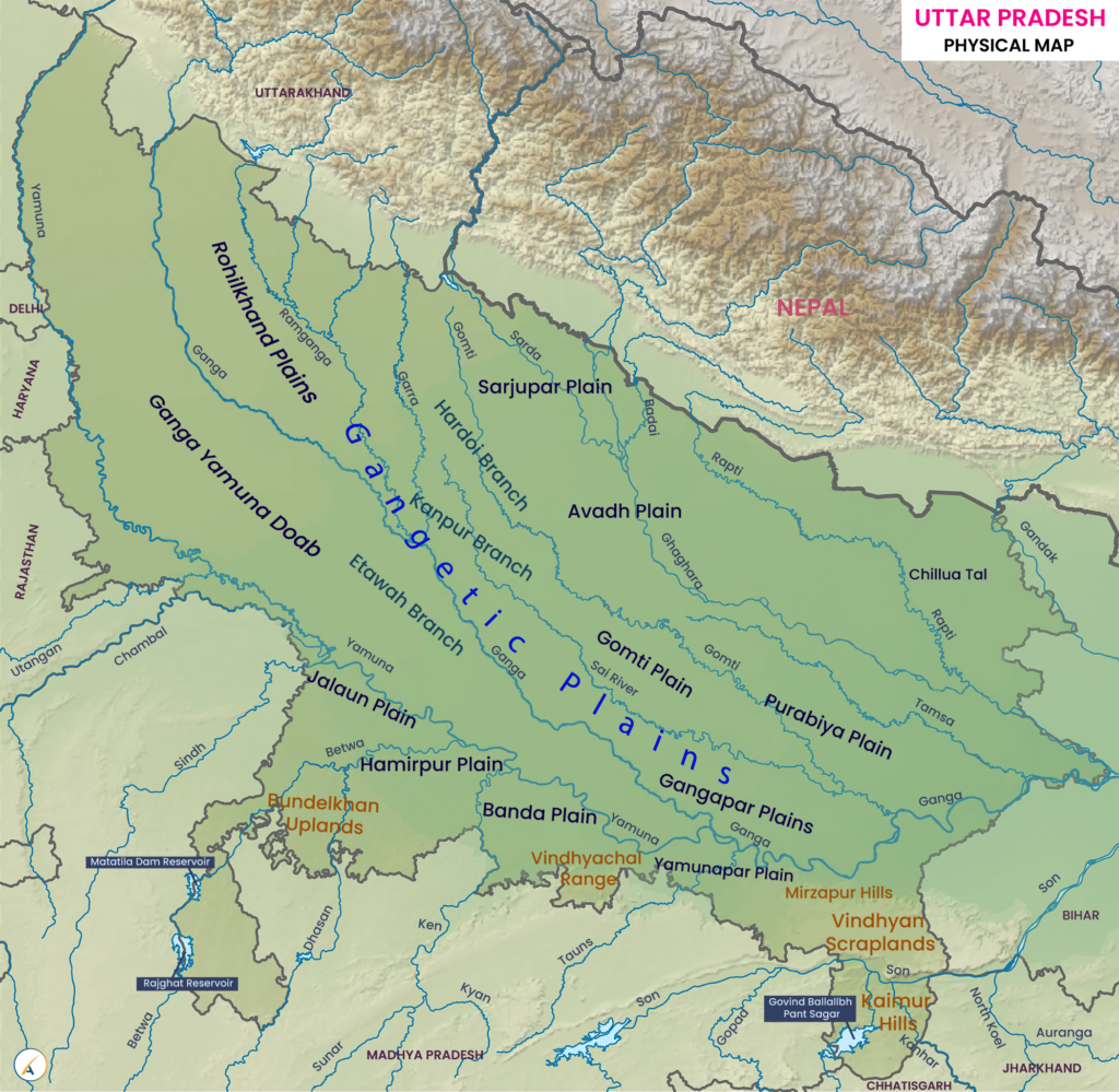 Uttar Pradesh Physical Map