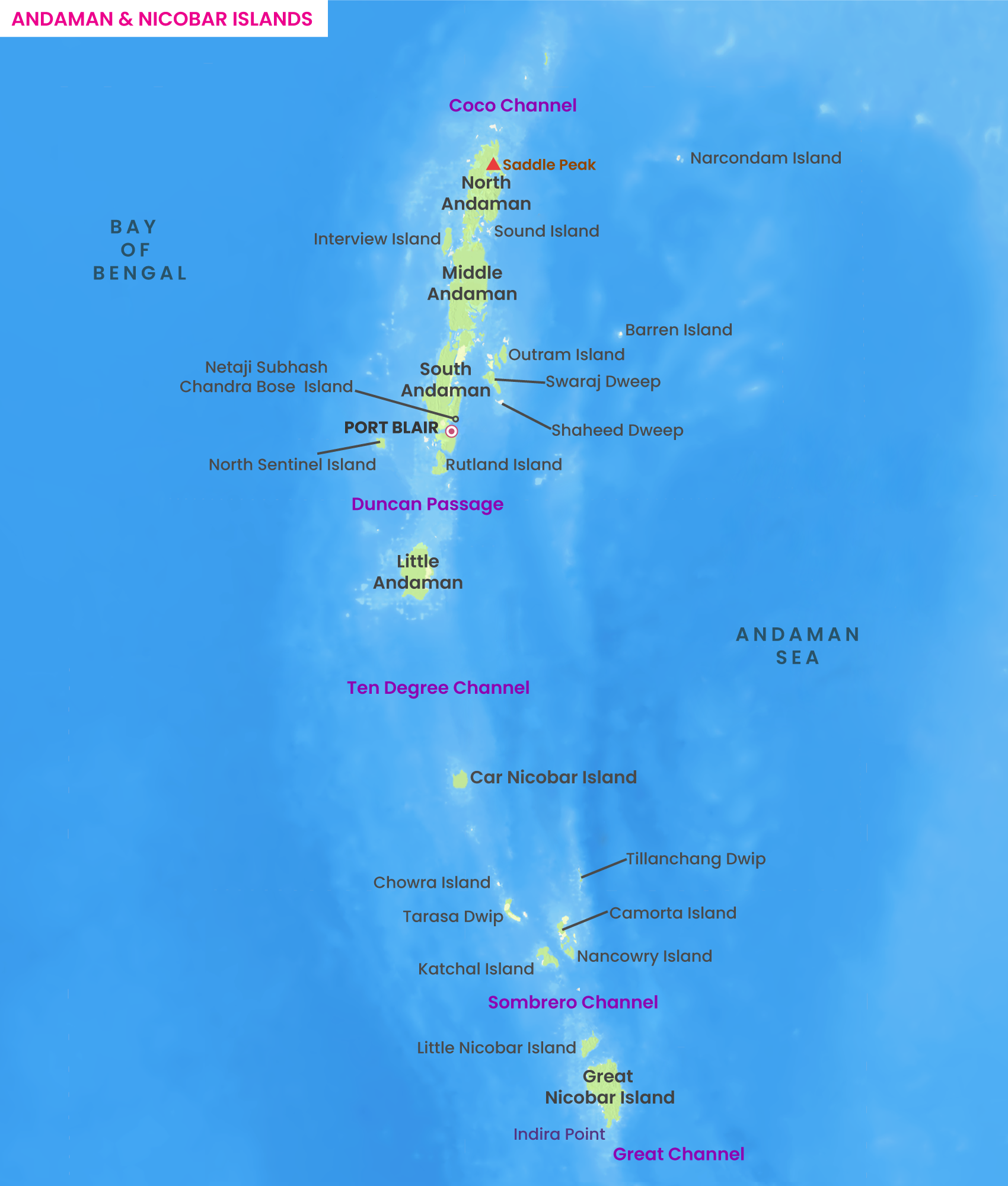 Andaman and Nicobar Islands Physical Map