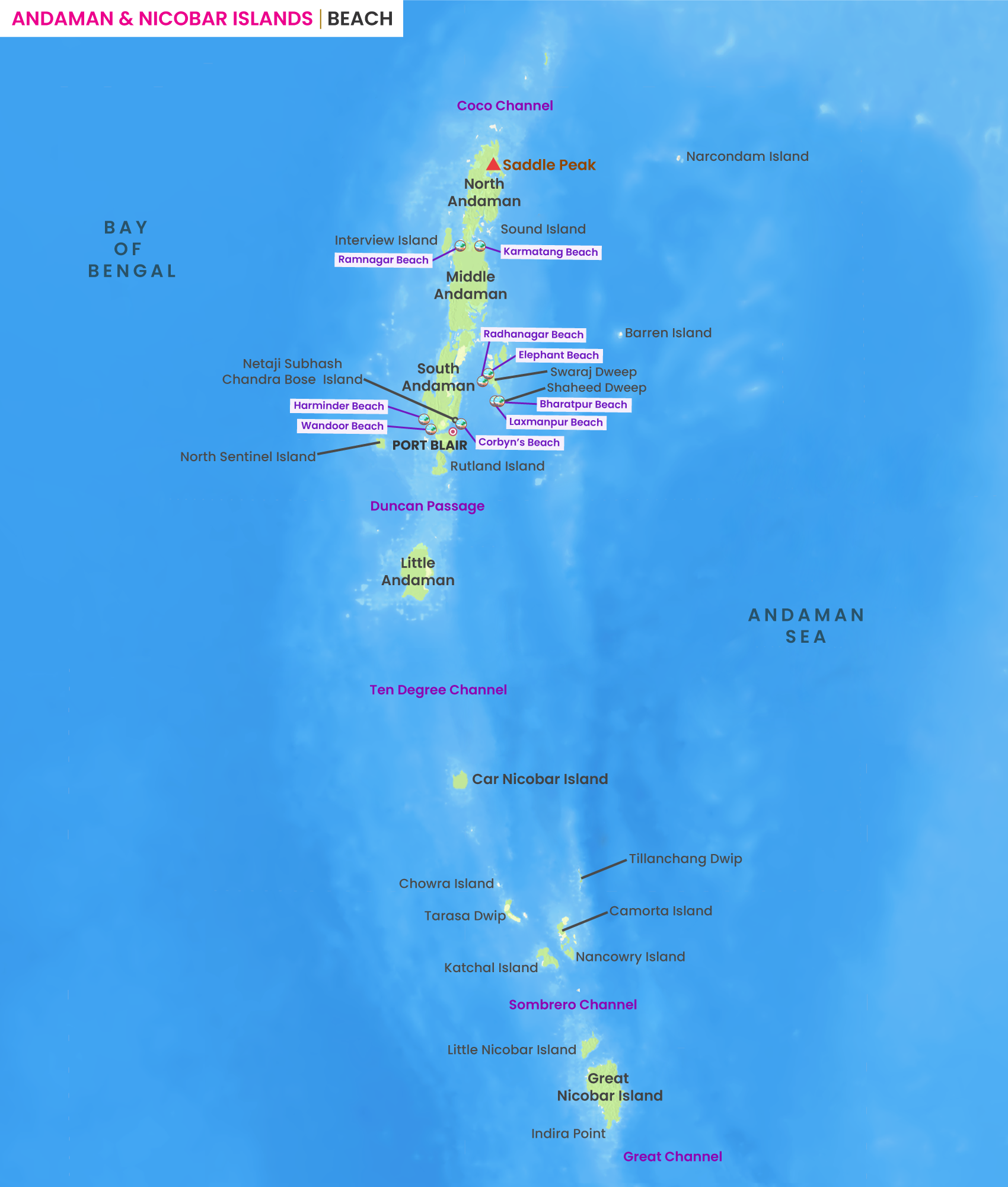 Andaman and Nicobar Islands Beach Map