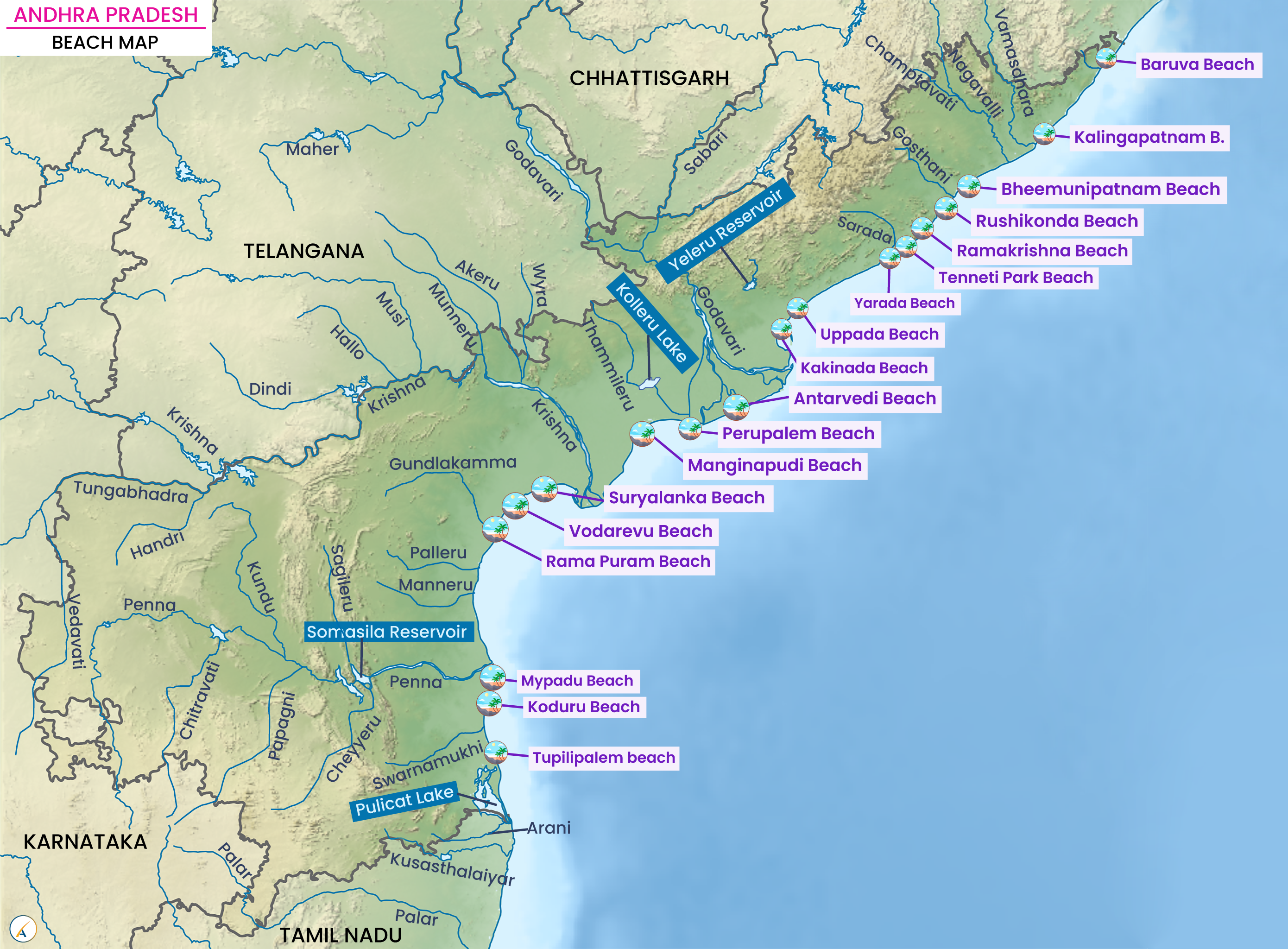 Andhra Pradesh Beach Map
