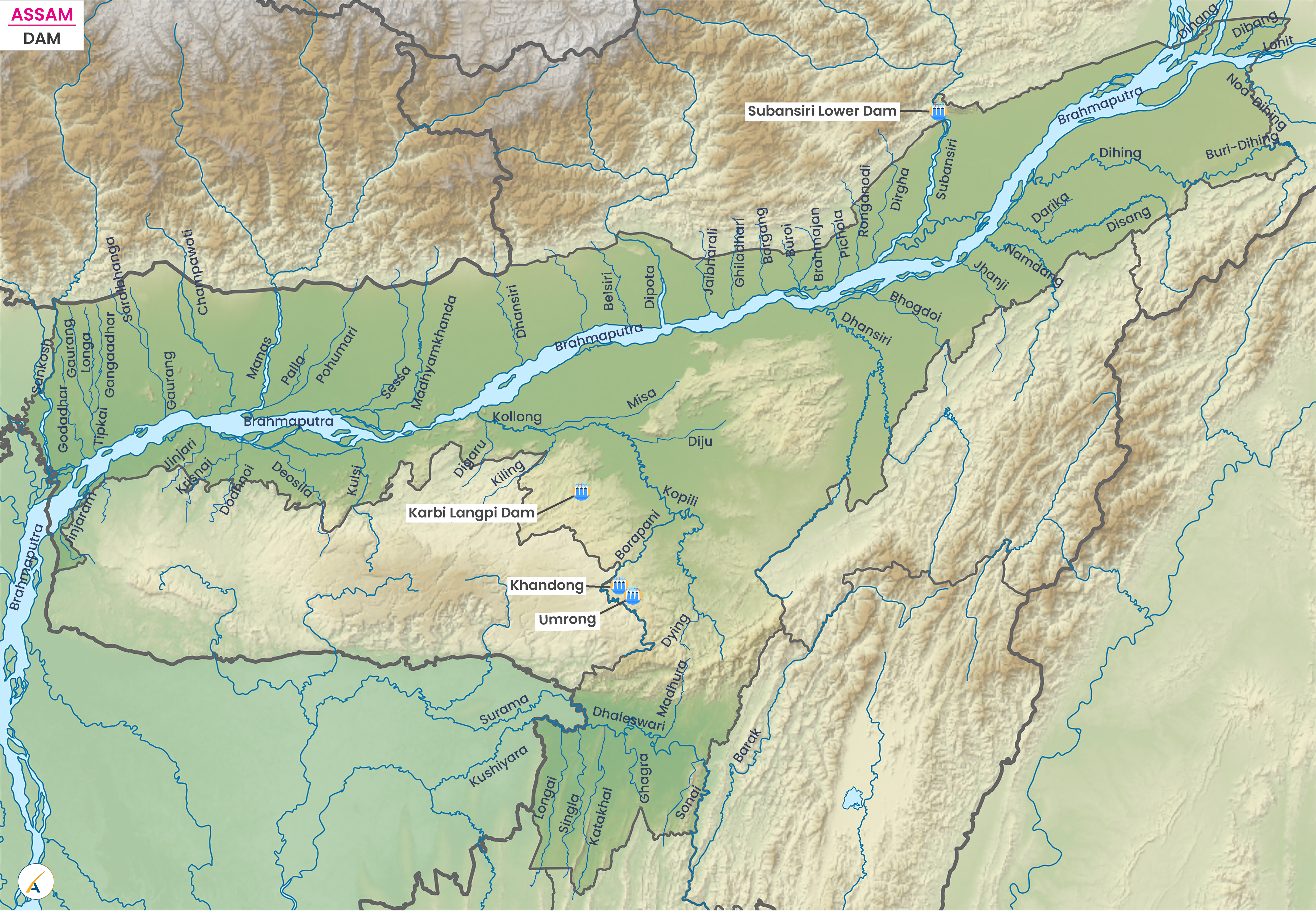 Major Dams in Assam