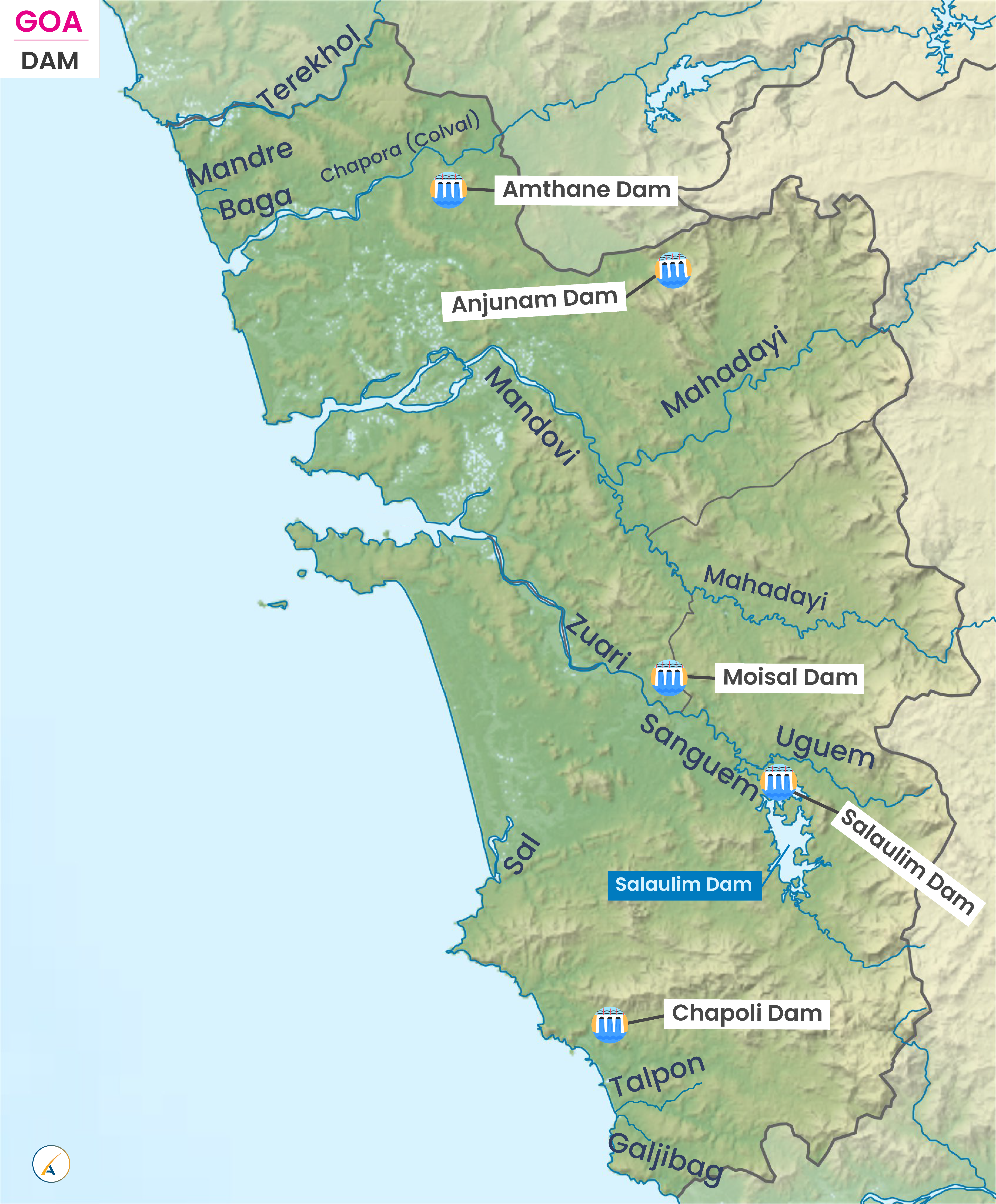 Major Dams in Goa (Map)