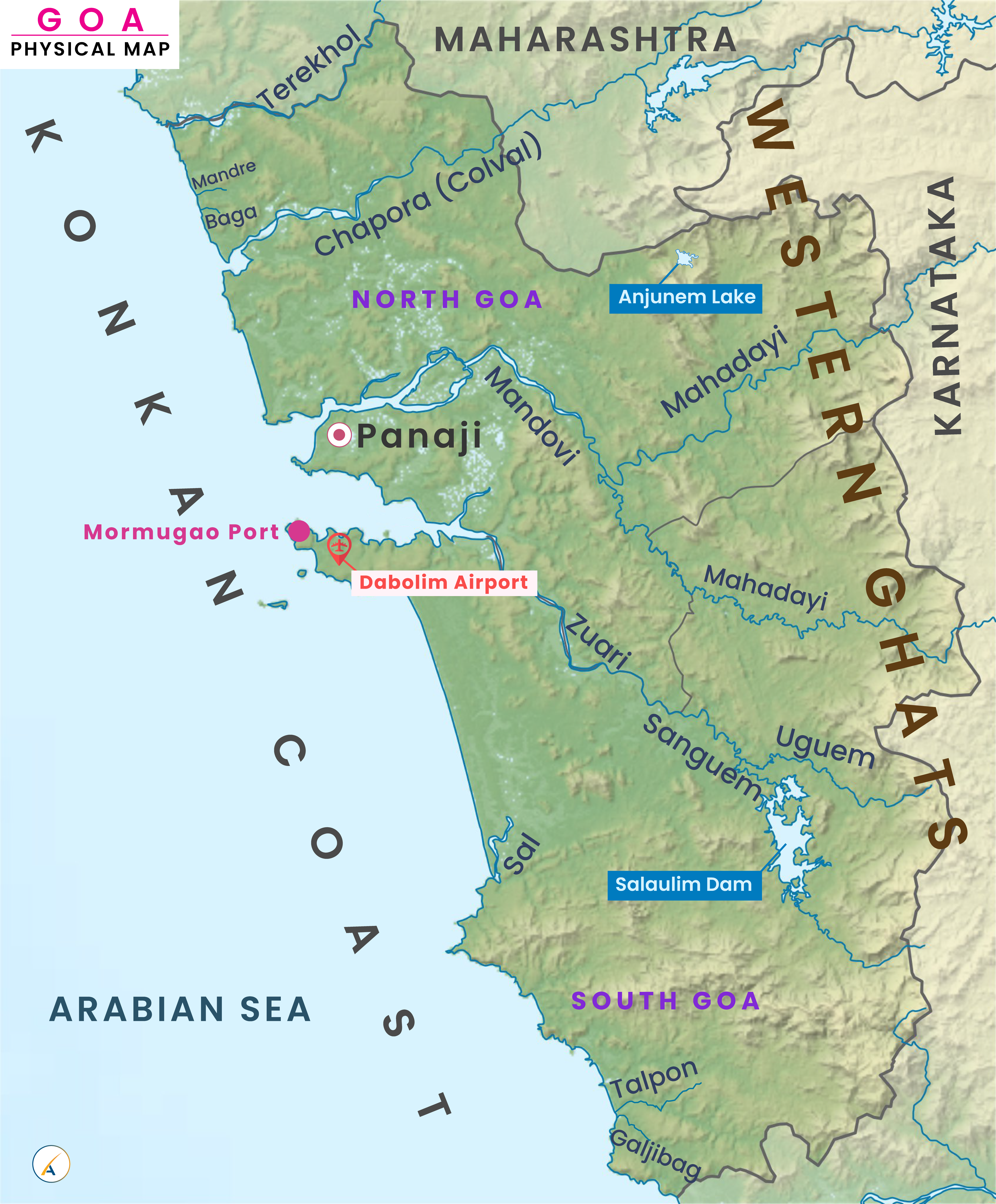 Goa Physical Map