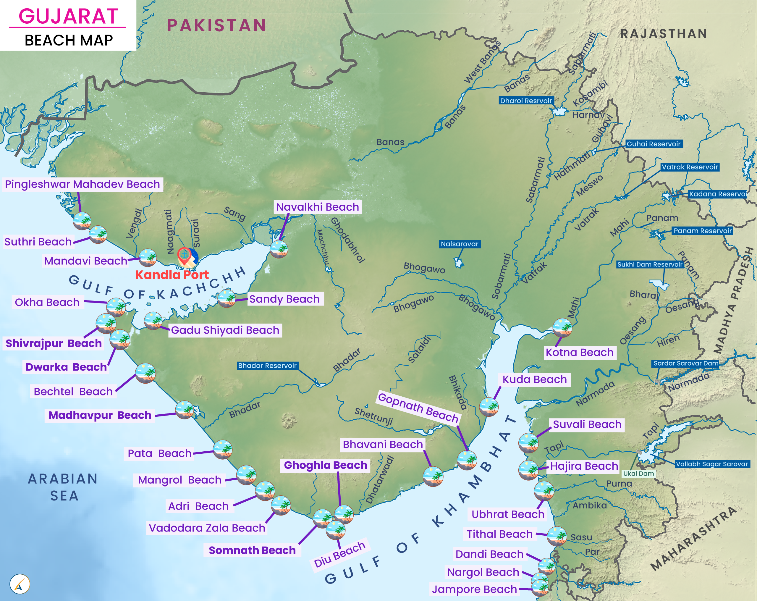 Gujarat Beach Map