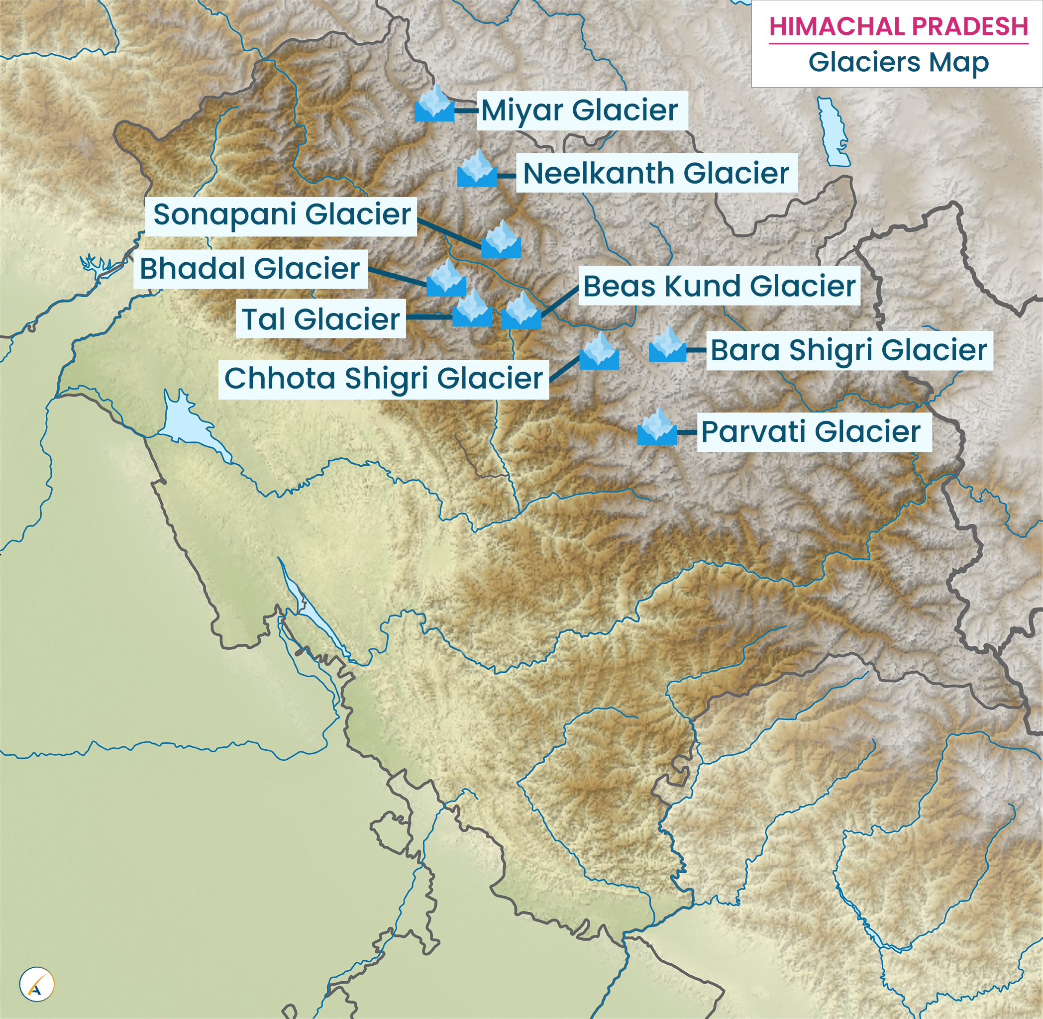 Himachal Pradesh Glacier Map