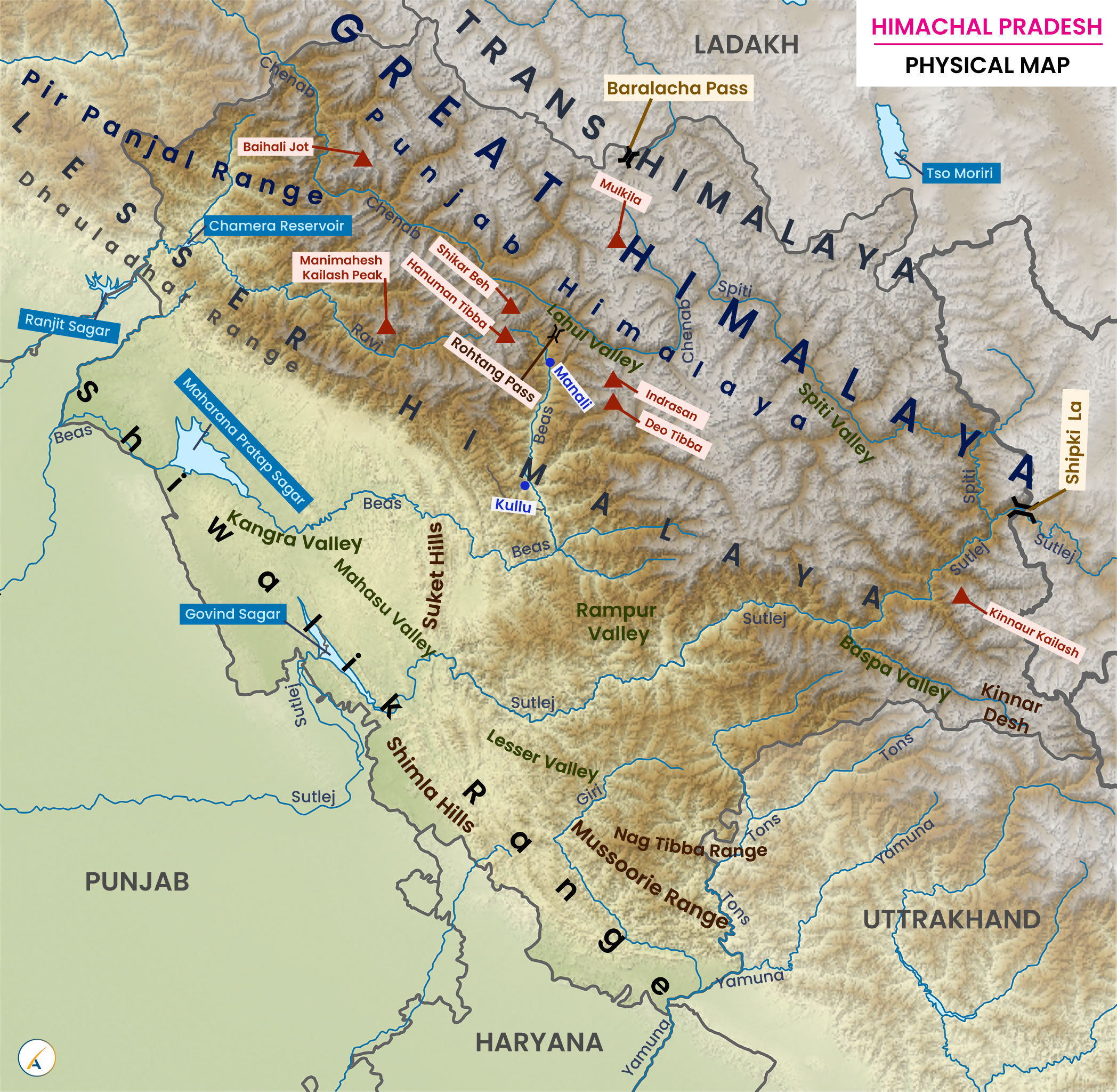Himachal Pradesh Physical Map