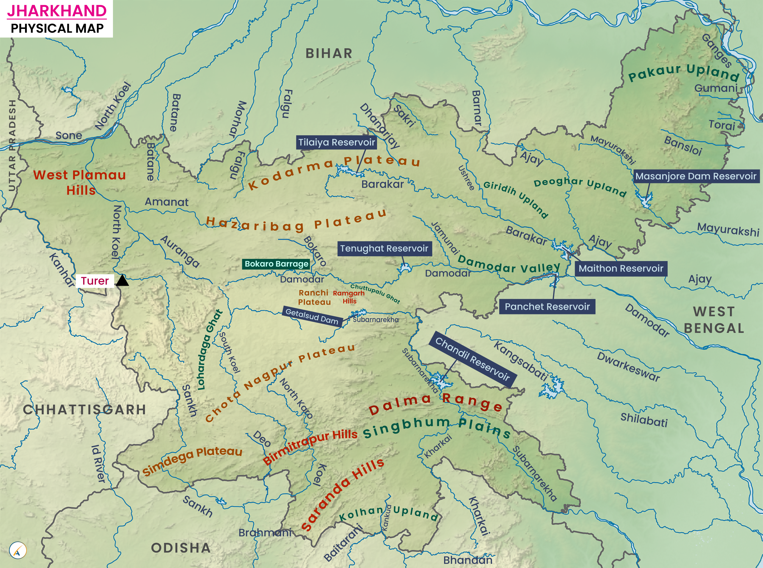 Jharkhand Physical Map