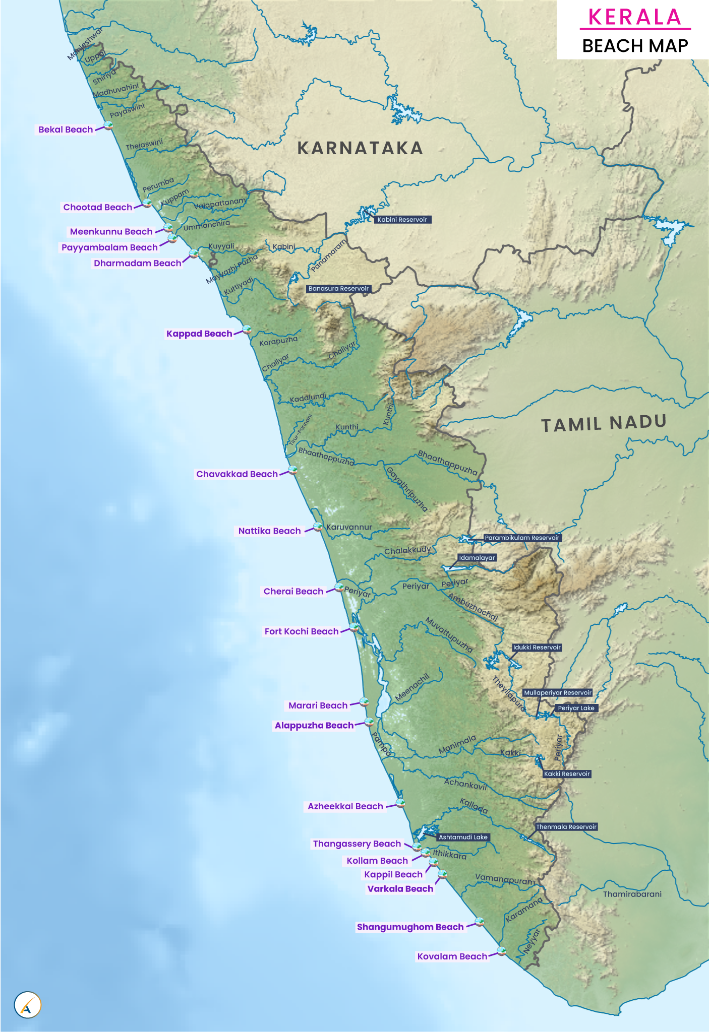Kerala Beach Map