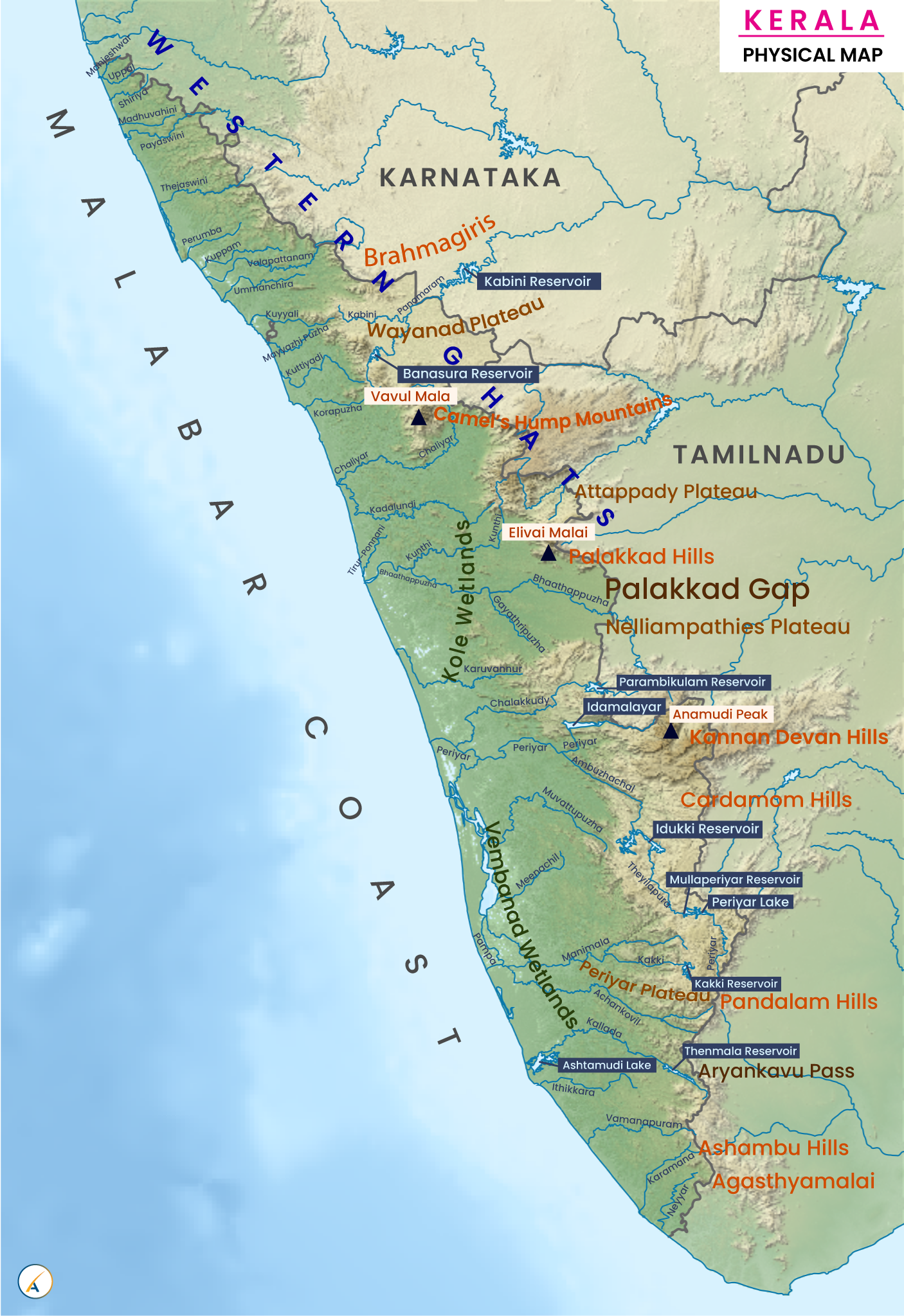 Kerala Physical Map