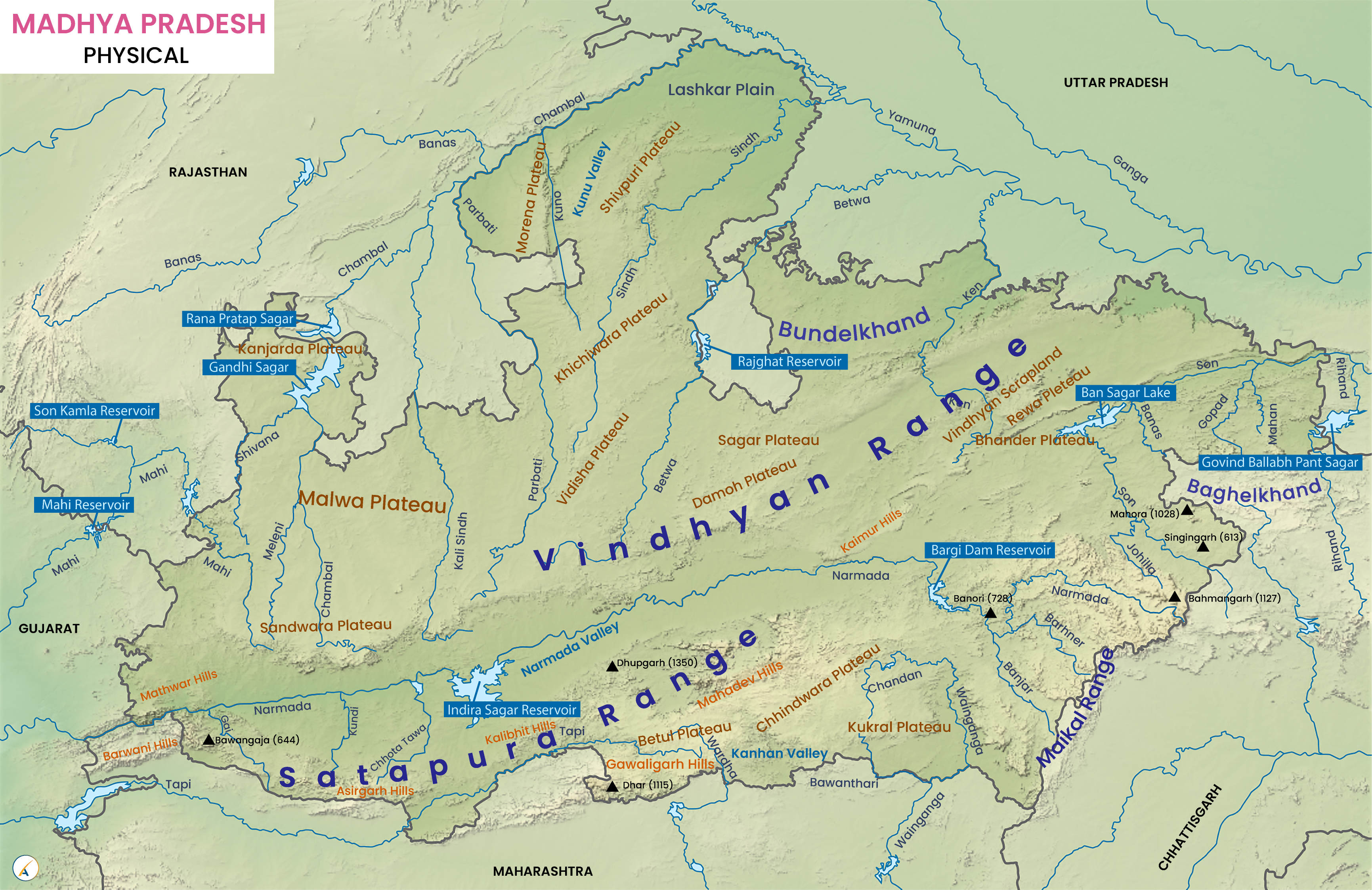 Madhya Pradesh Physical Map