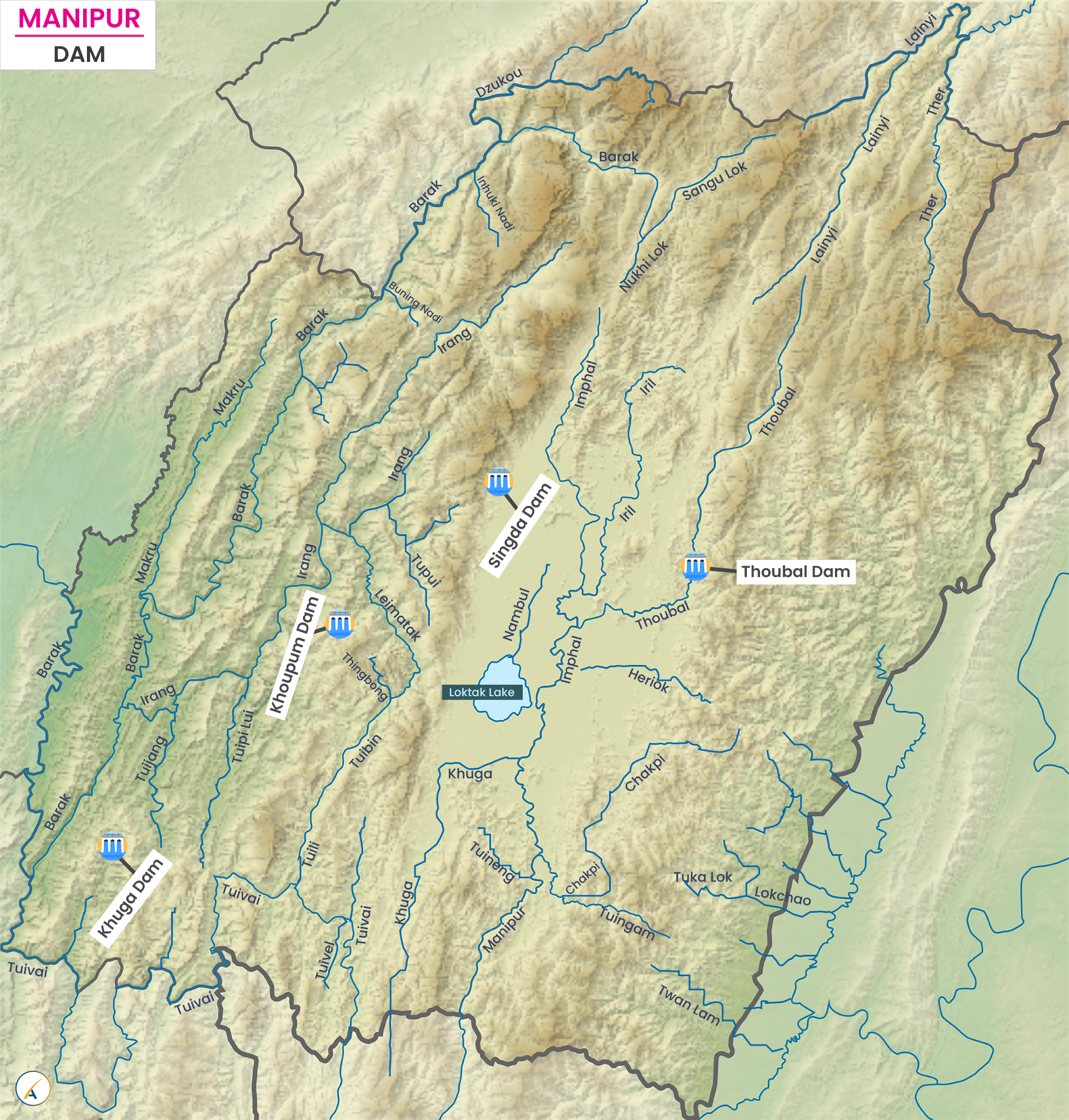Major Dams in Manipur (Map)