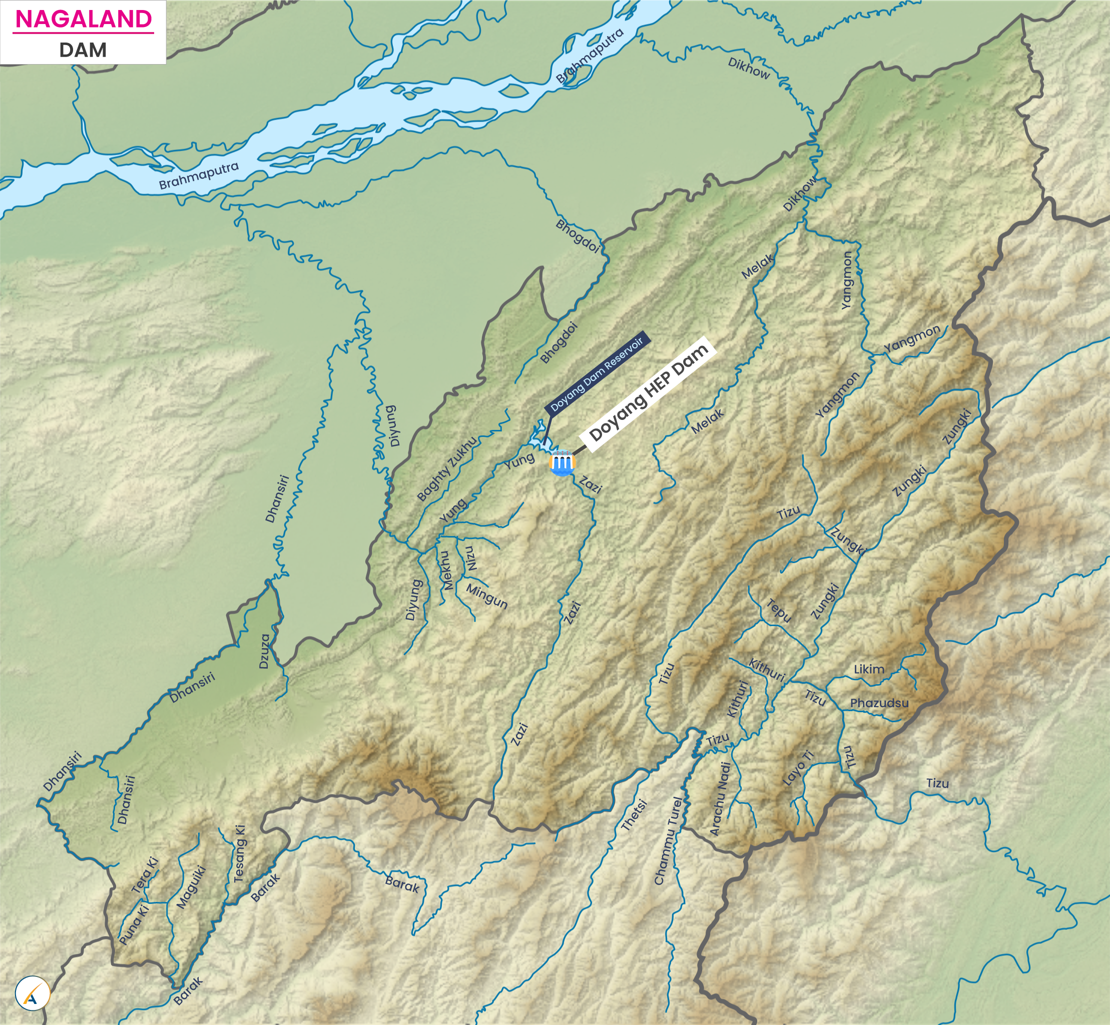 Major Dams in Nagaland (Map)