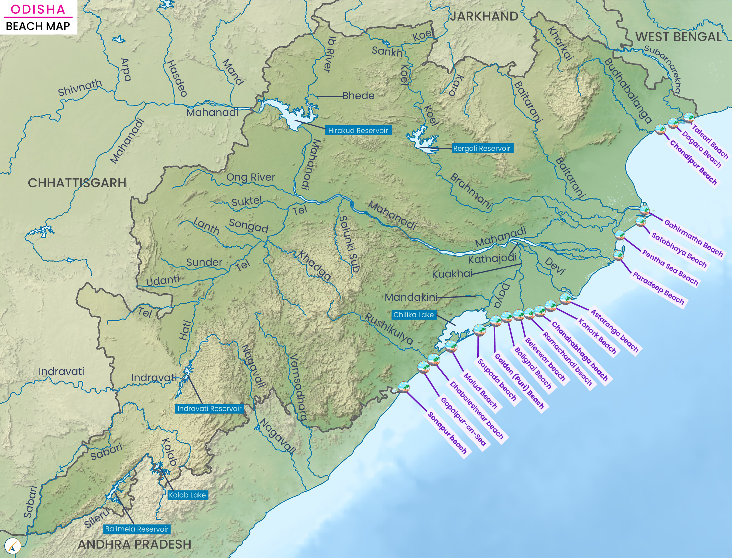 Odisha Beach Map