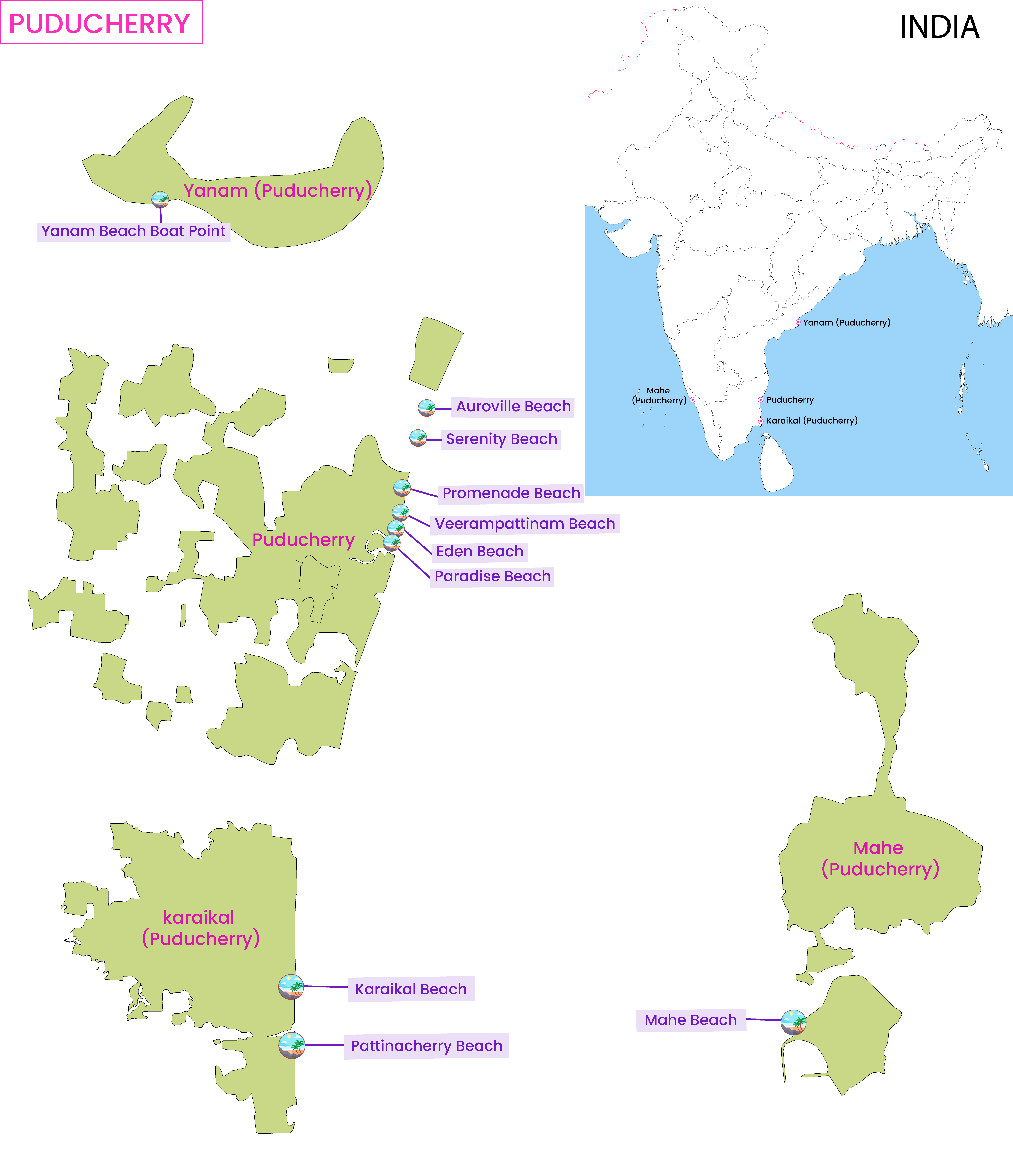 Puducherry Beach Map