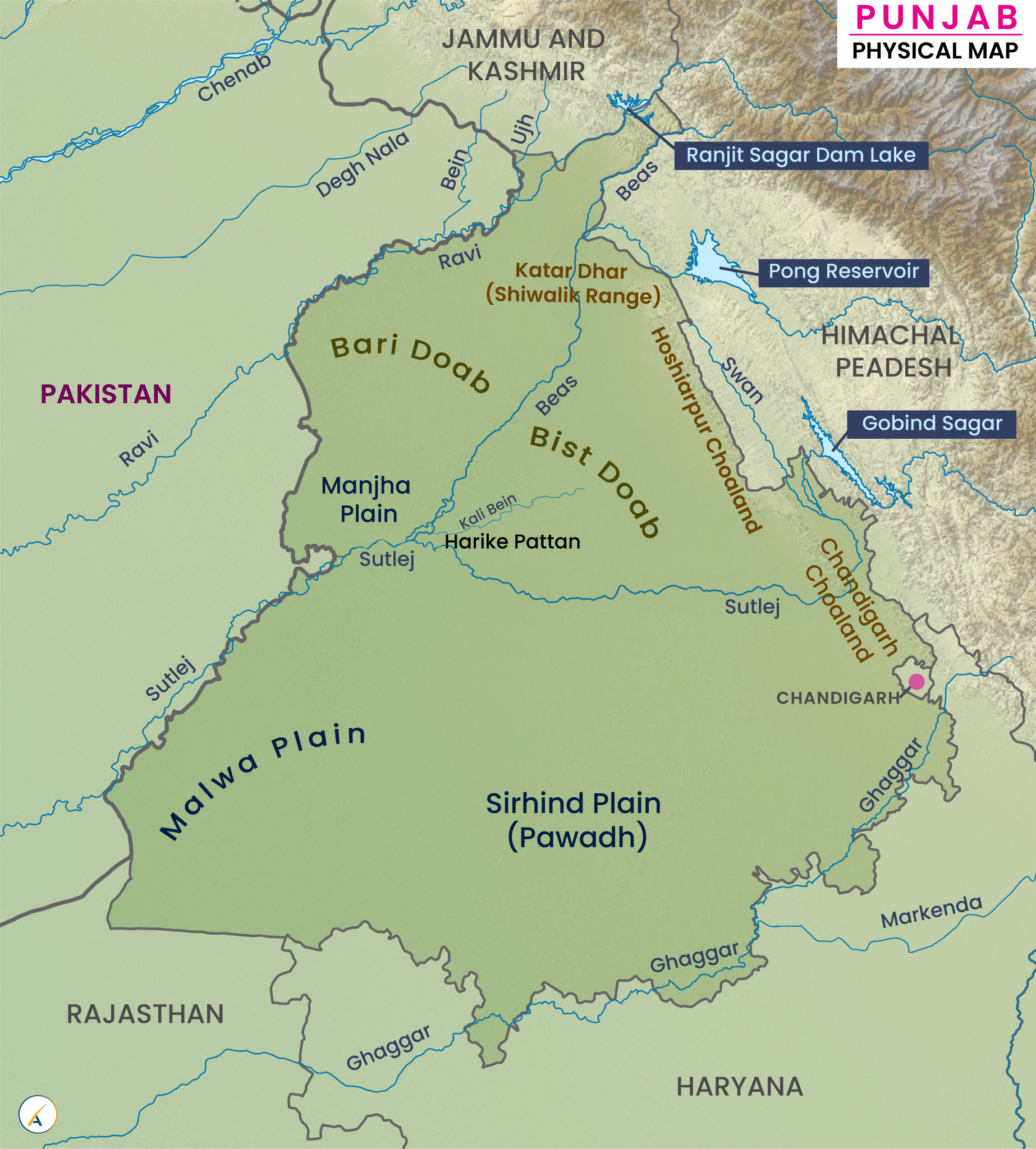 Punjab Physical Map