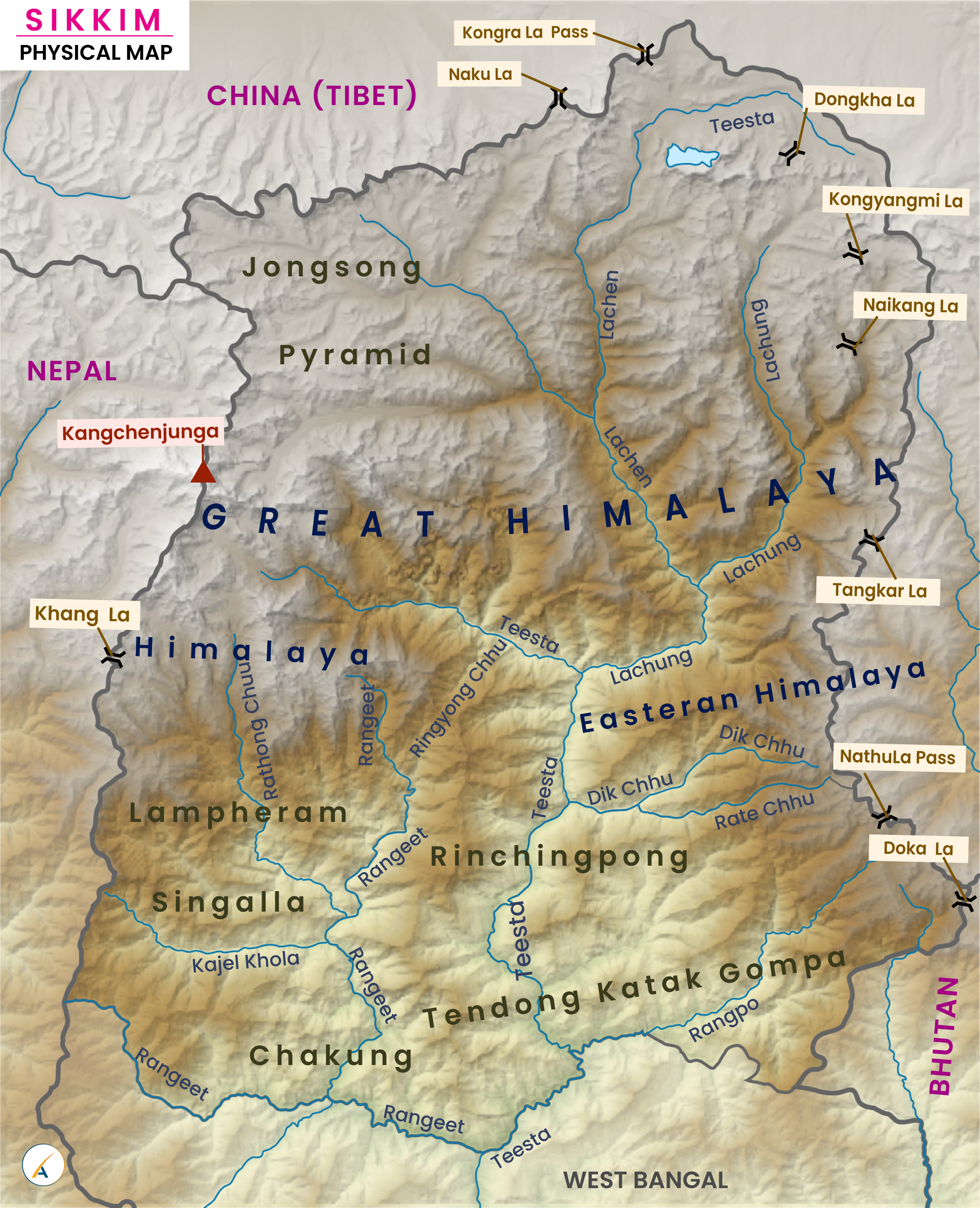 Sikkim Physical Map