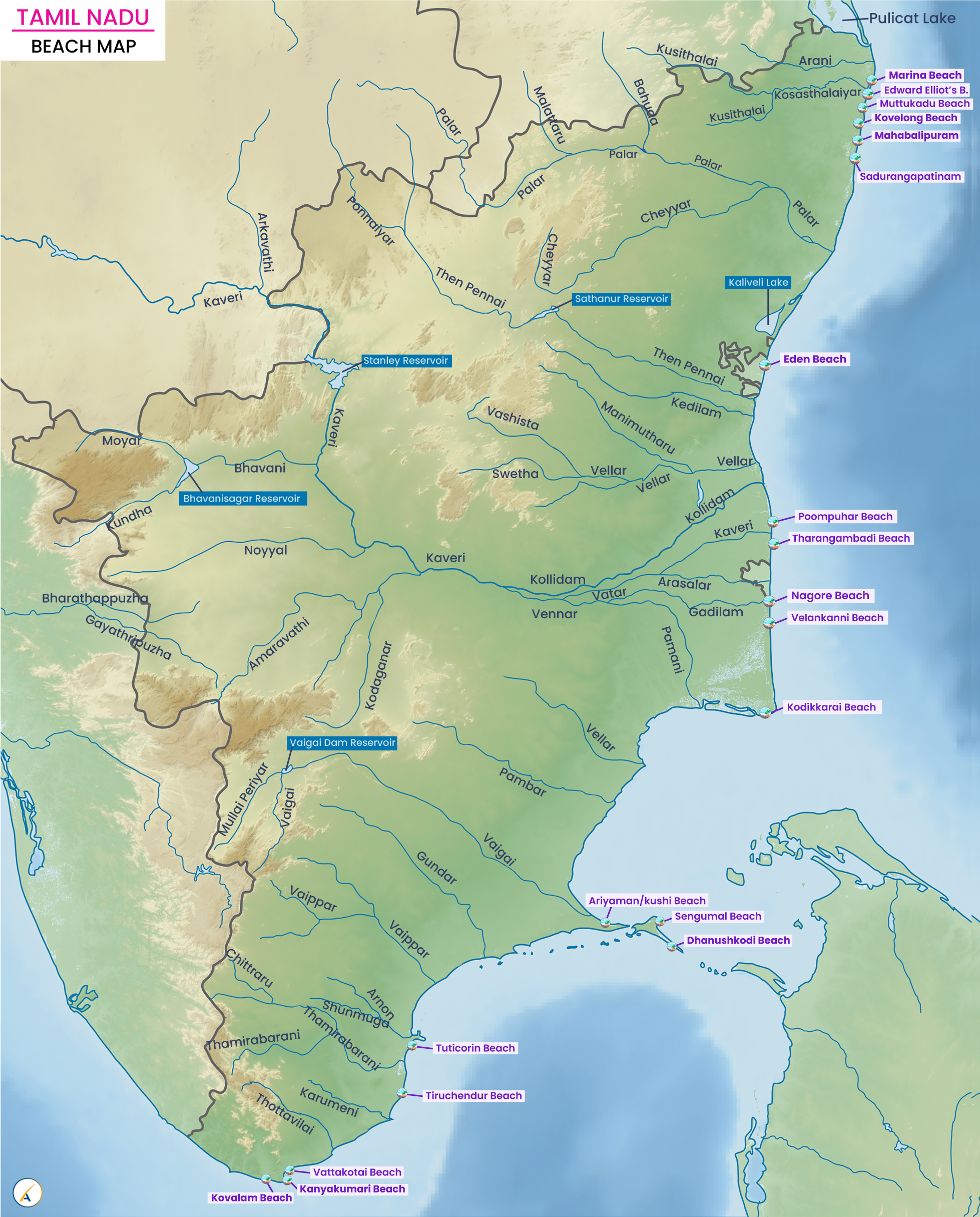 Tamil Nadu Beach Map