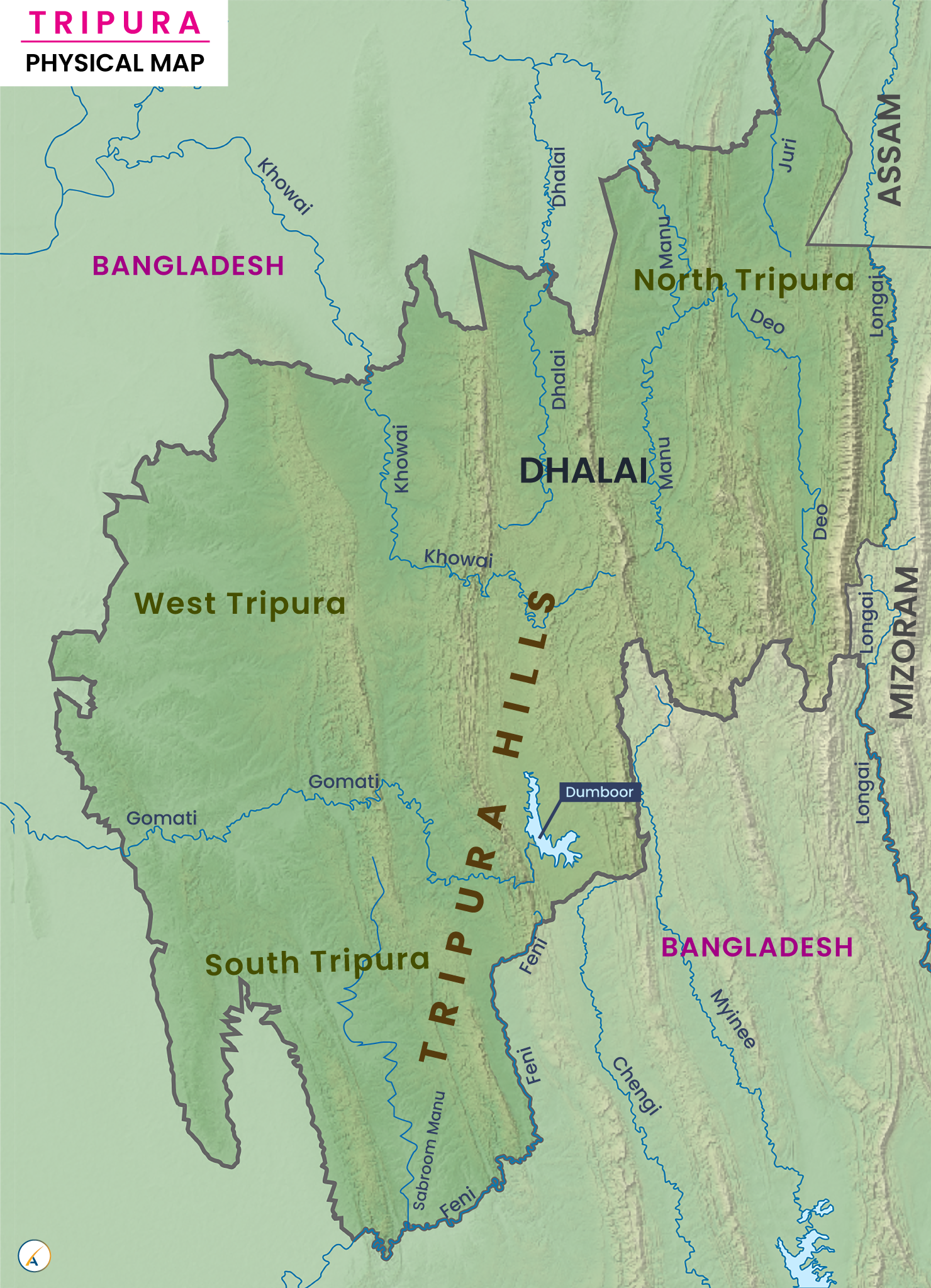 Tripura Physical Map