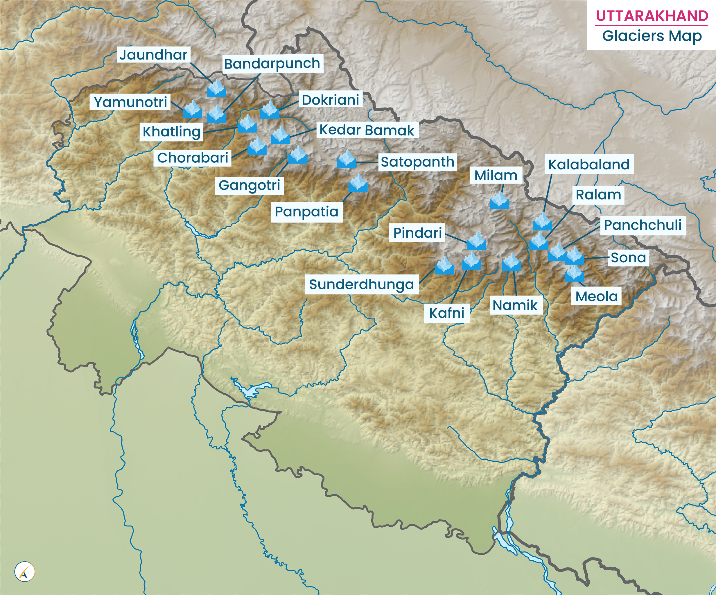 Uttarakhand Glacier Map