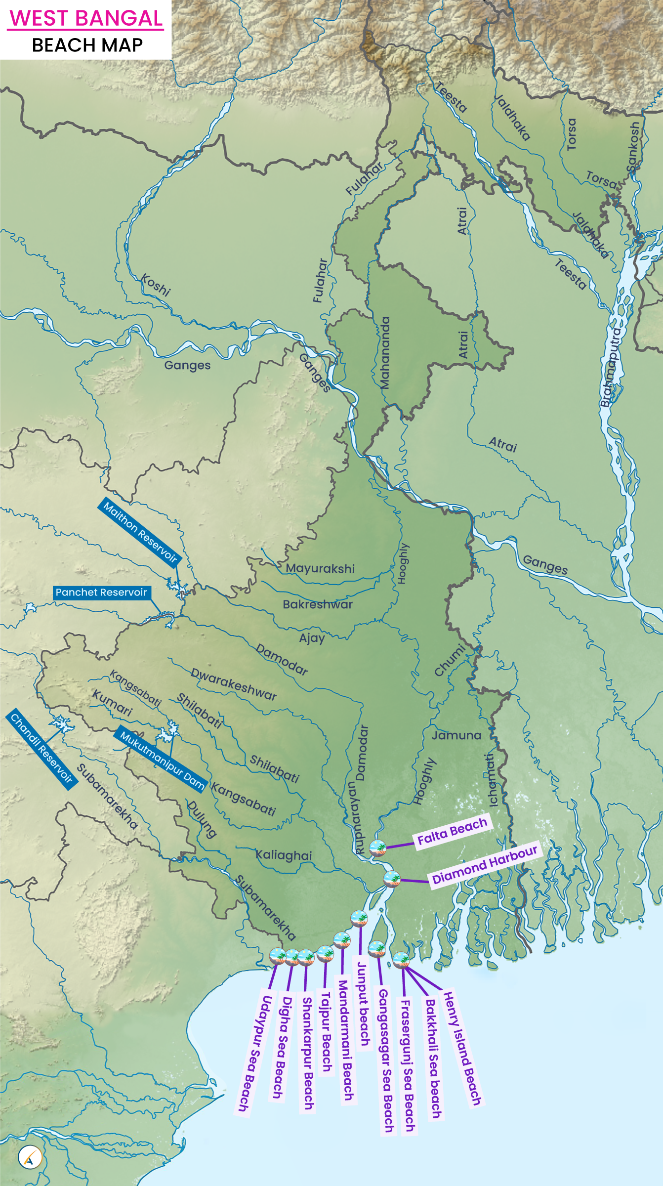 West Bengal Beach Map