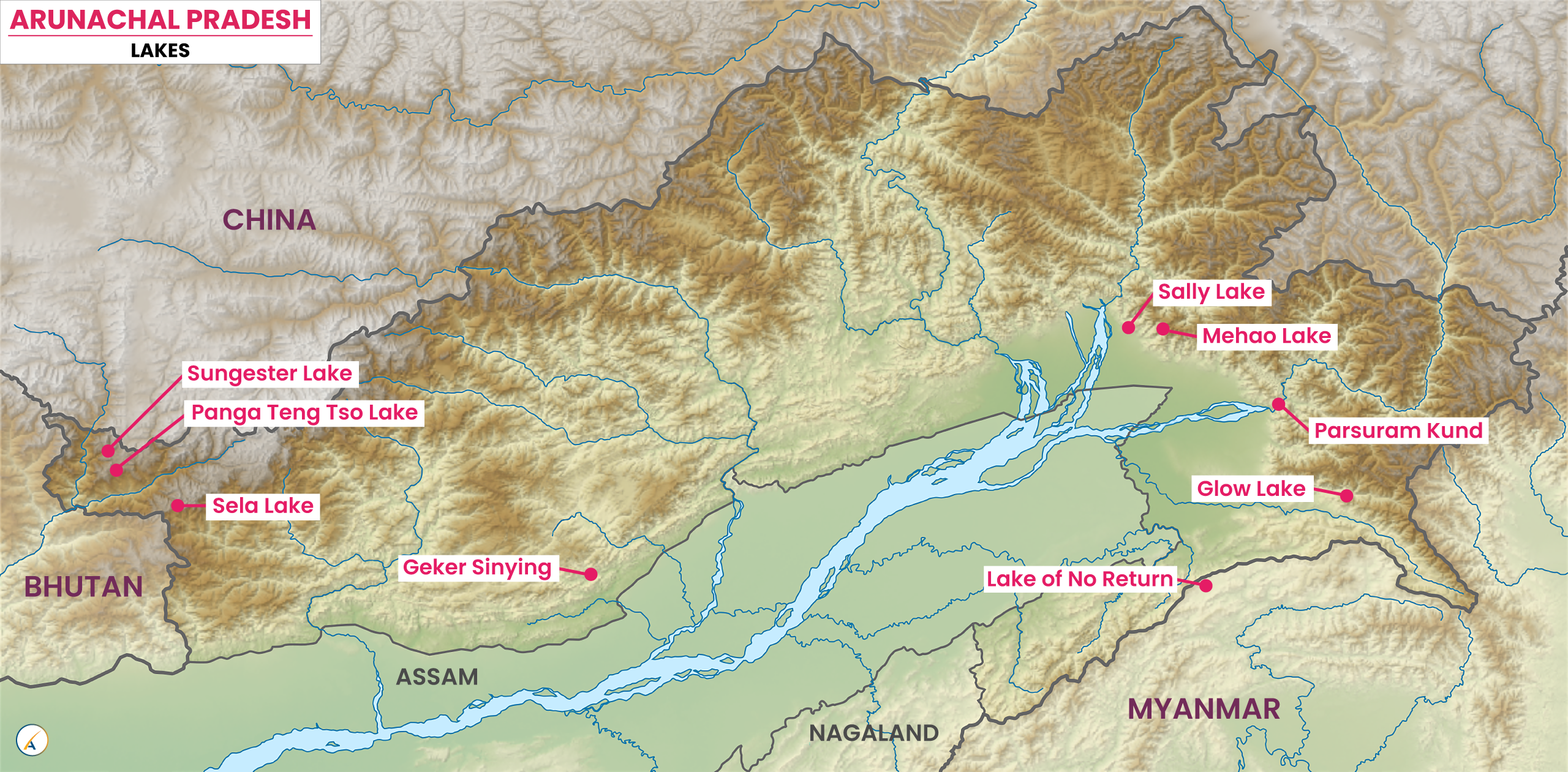 Lakes in Arunachal Pradesh (Map)