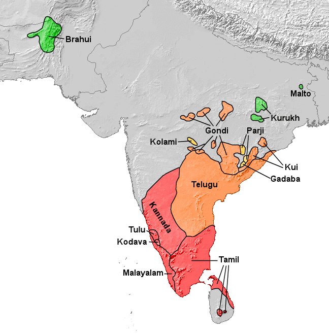 Geographical distribution of Dravidians