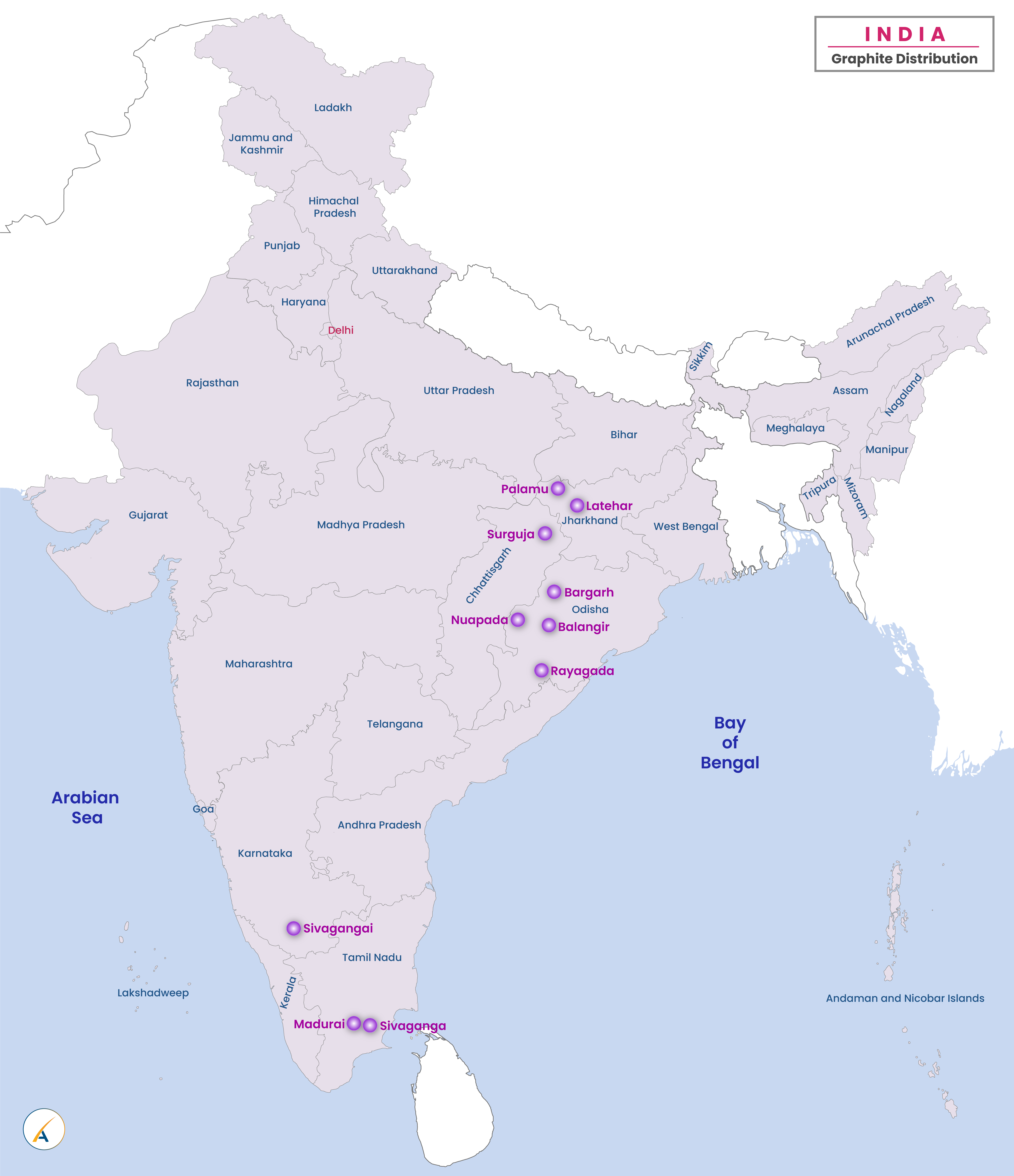 Graphite Distribution in India Map