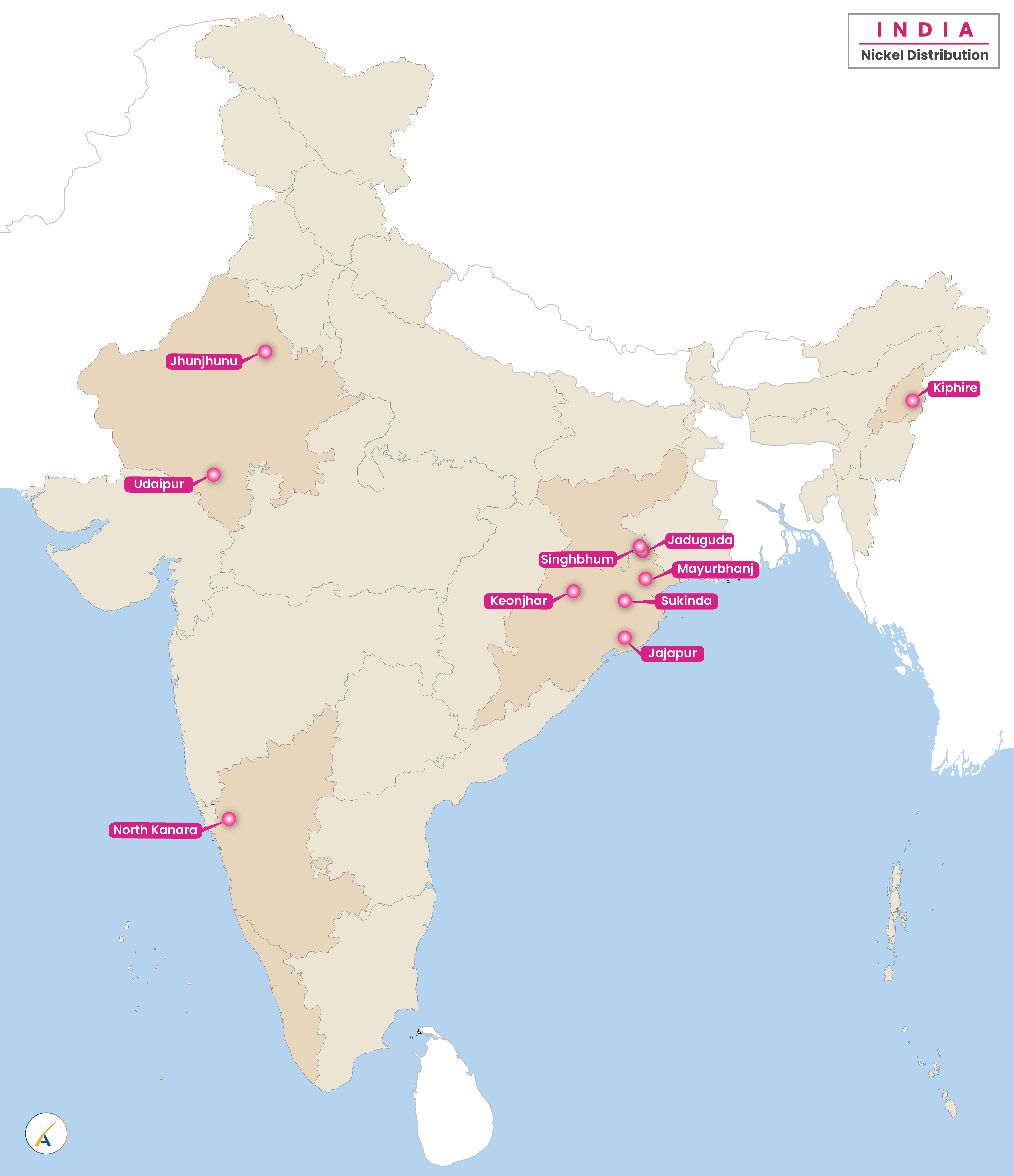 Nickel Distribution in India Map
