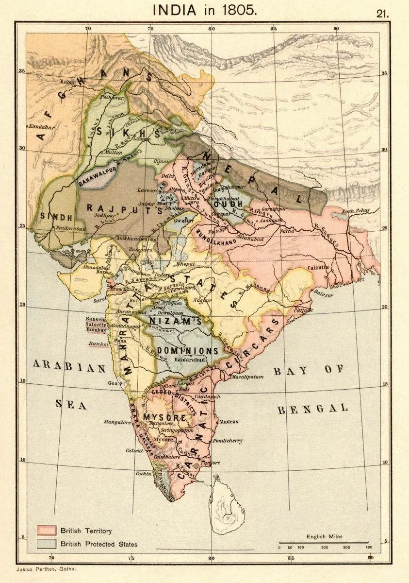 Map of India in 1805