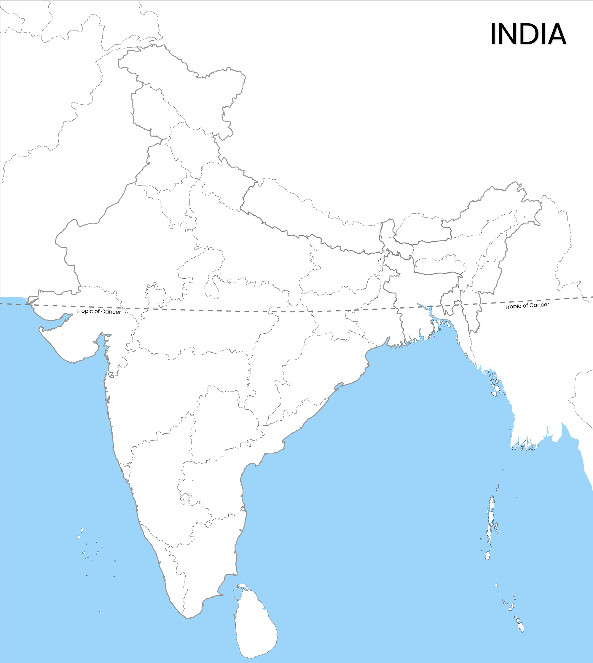 India Blank Map with States
