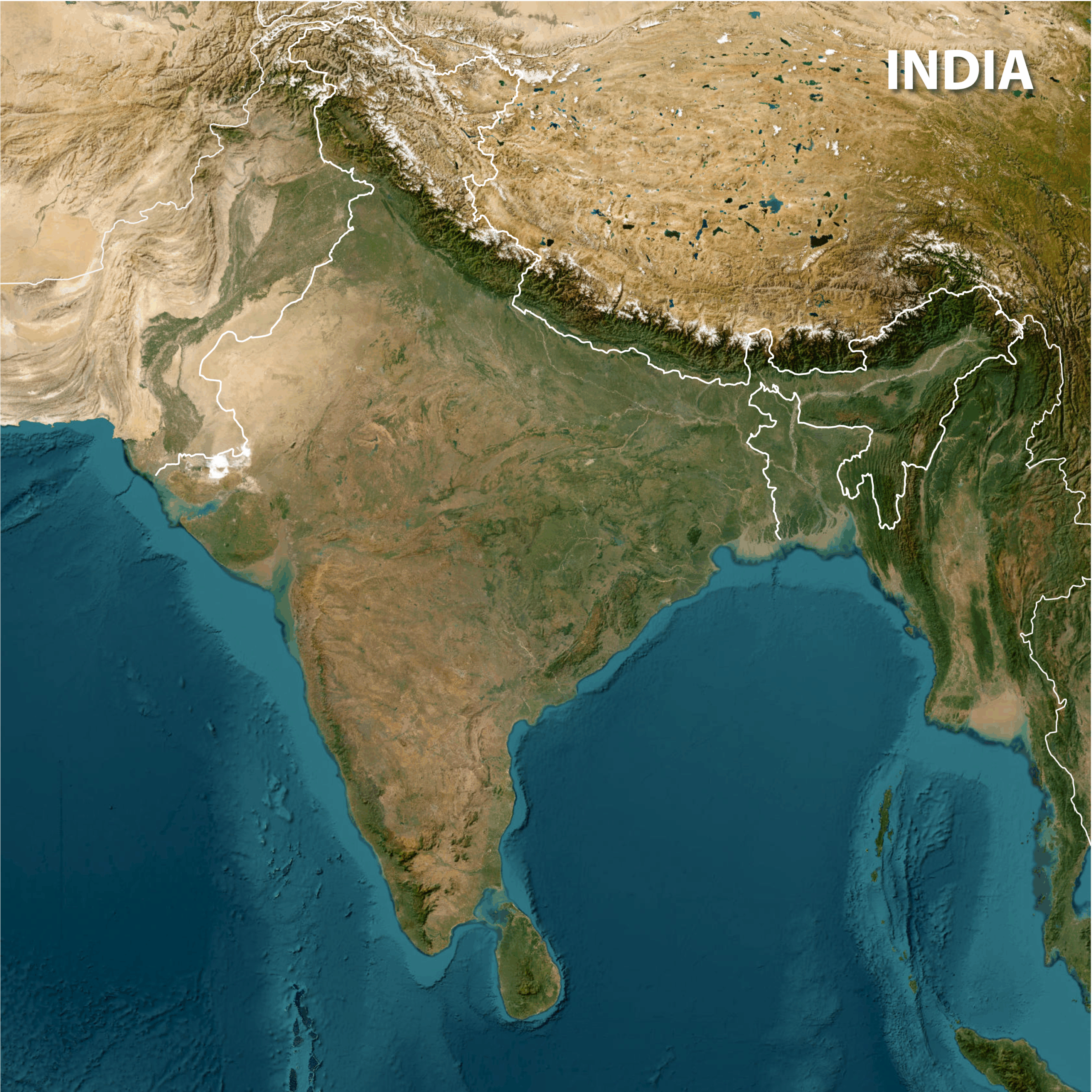 India Physical Map Blank