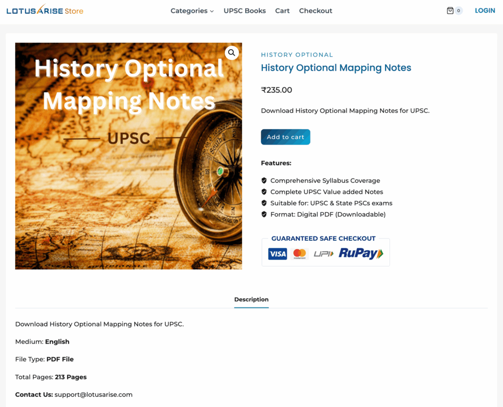 Map Entries for History Optional