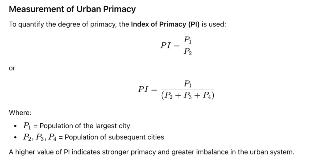 Measurement of Urban Primacy