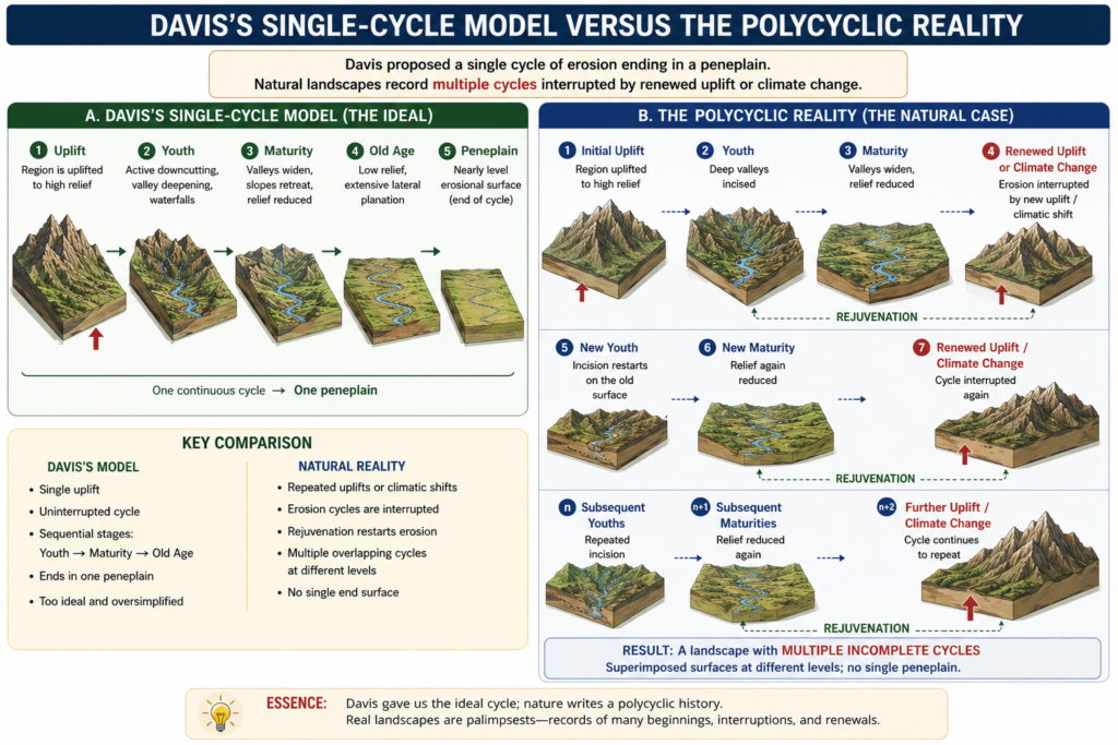 Davis’s Model Versus Polycyclic Landscapes