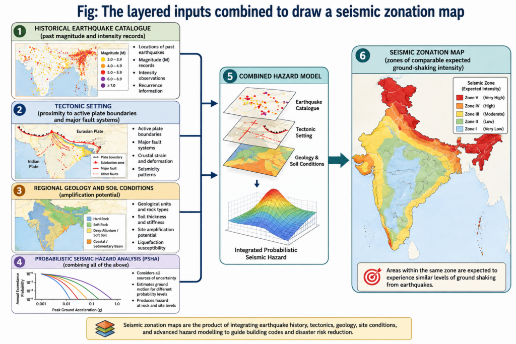 The layered inputs combined to draw a seismic zonation map