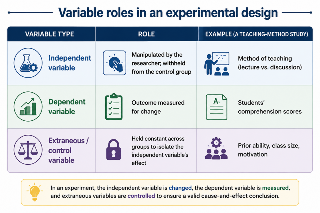 Variable roles in an experimental design